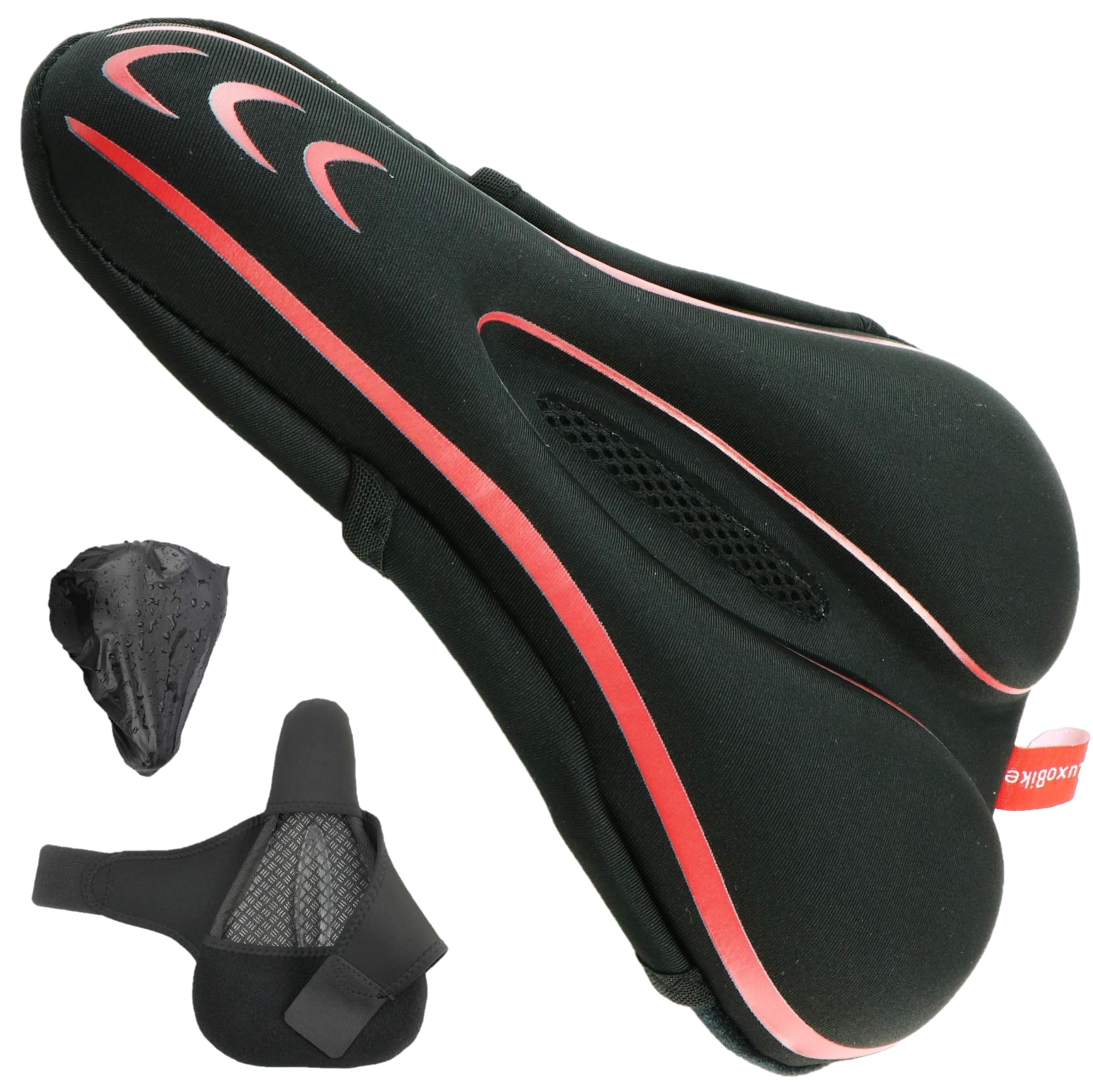 Gel Bike Seat Cover Padded Bicycle Seat Covers for Men – Comfort Soft Silicone Bicycle Seat Pad for Mountain Road Bike Outdoor Cycling – Stationary Cycle Spin Bike Seat Cushion Pads Spinning