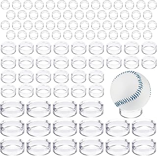 100 Pcs Acrylic Sphere Stand Clear Plastic Ring Display Stand Decorative Round Spheres Holder for Golf Ball Tennis Ball Baseball Softball Spheres Eggs Marbles Collections, Small, Medium, Large