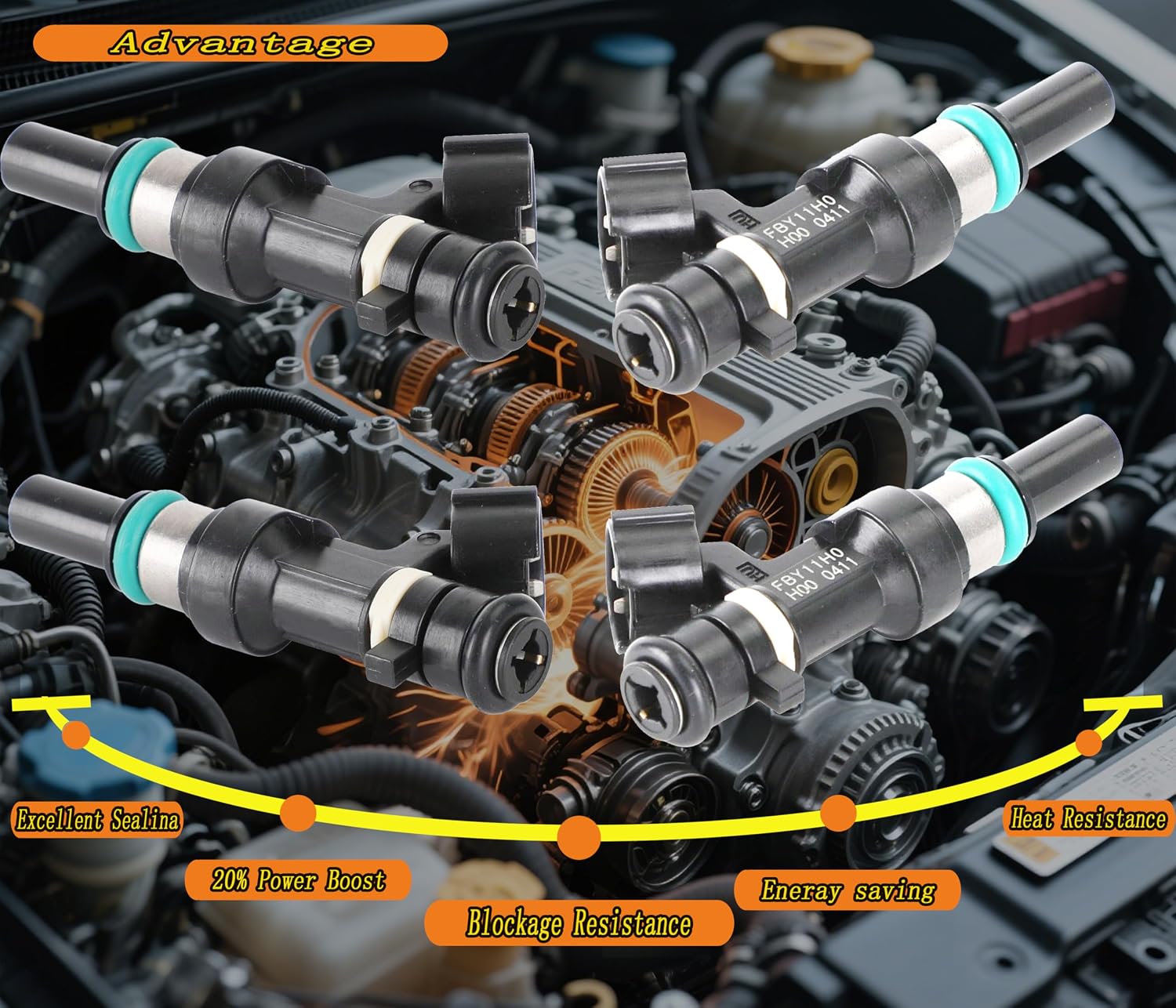 Set Of 4PCS Fuel Injectors Replacement For NISSAN 2010-2016 MICRA K13 1.2 12V OE# 16600-1HC0A 166001HC0A FBY1010 FBY11H0