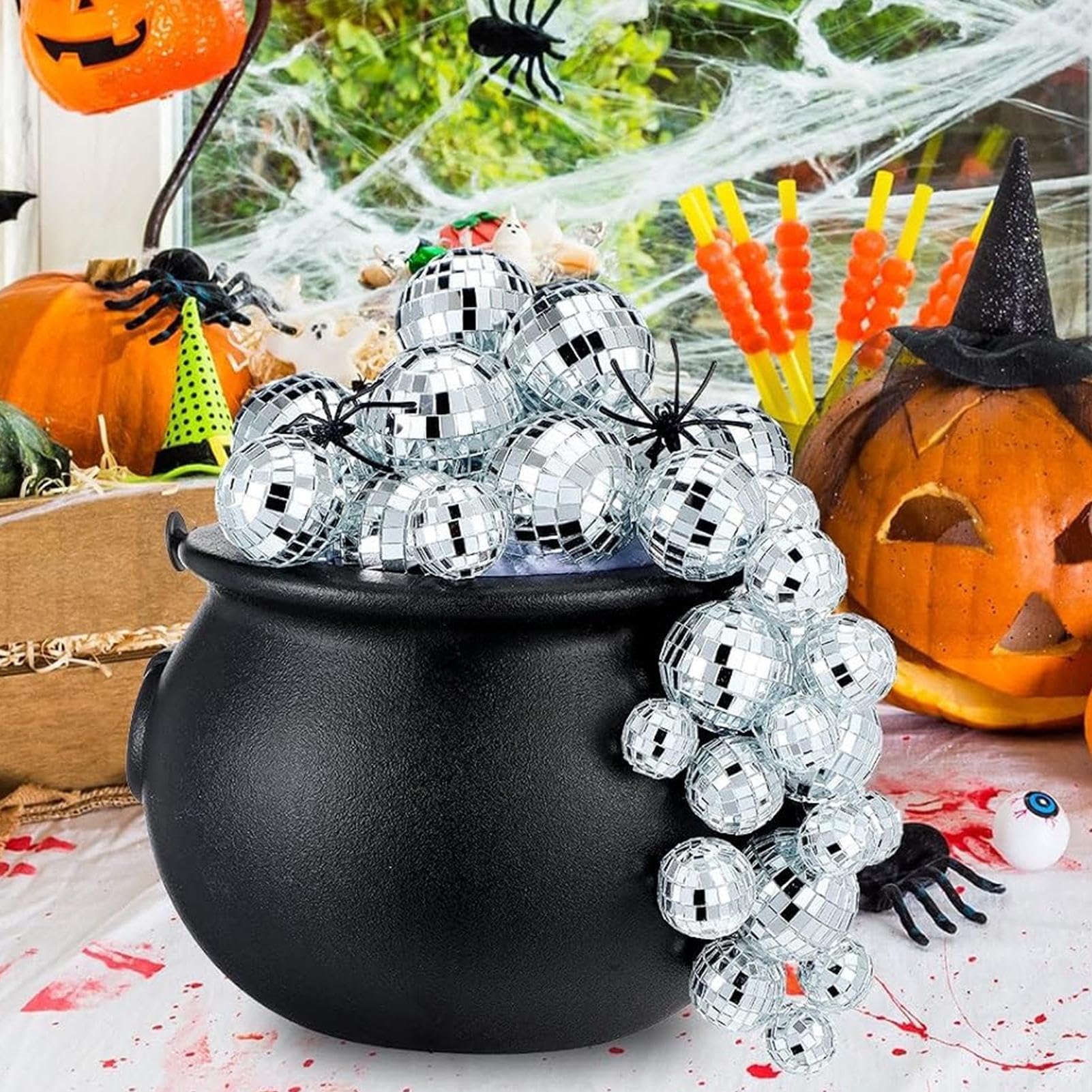 Caldero de Brujas Halloween Decoración Halloween de Escritorio con Disco