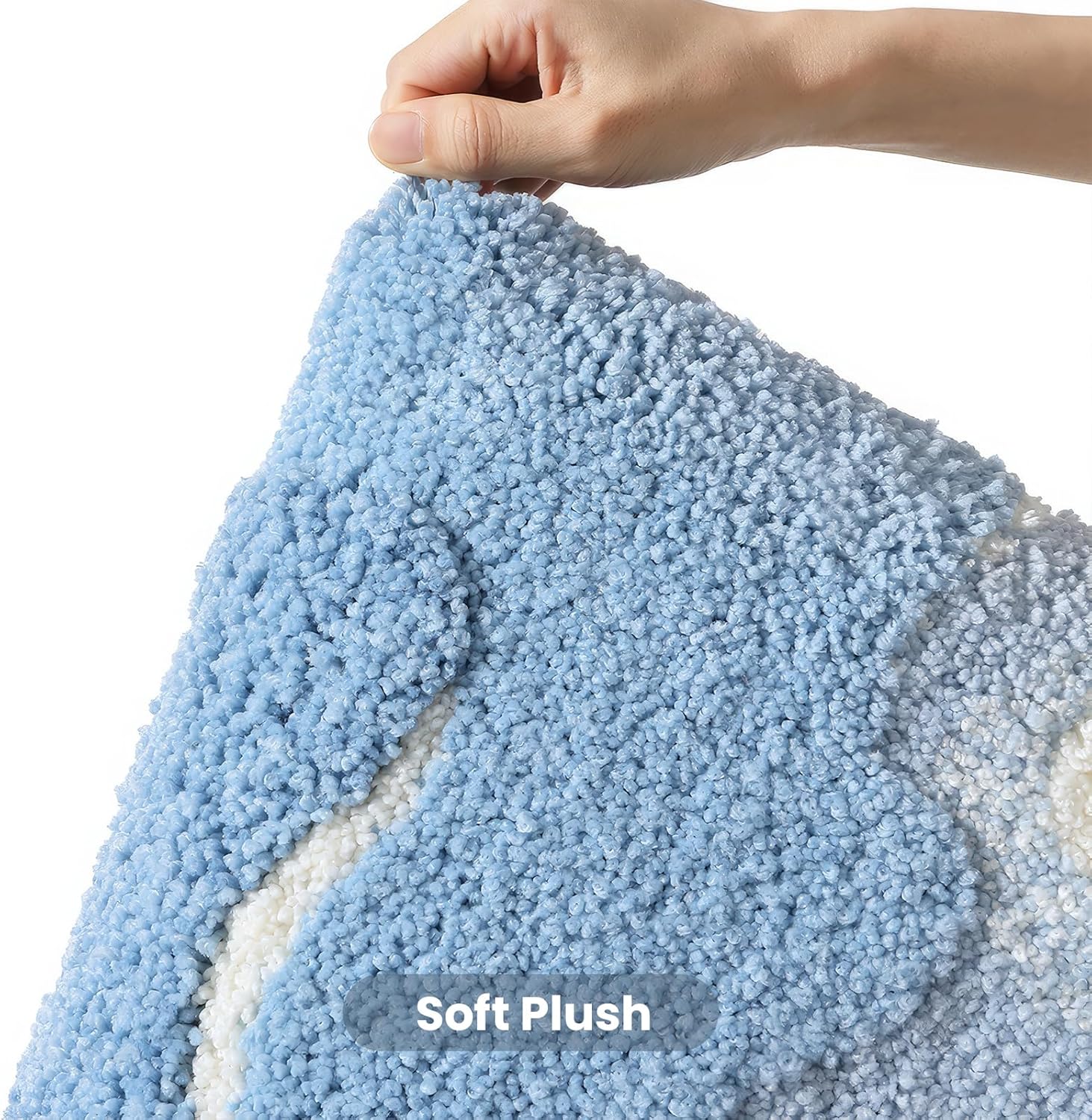 Bathroom Rug Mat, Blue Sea and Sand Bath Mat with Soft & Non-Slip, Ultra Absorbent Microfiber Shaggy Door Mat, Quick Dry Bath Rug Carpet for Toilet Bathtub Bedroom 20x31 Inch (Blue) - Image 5