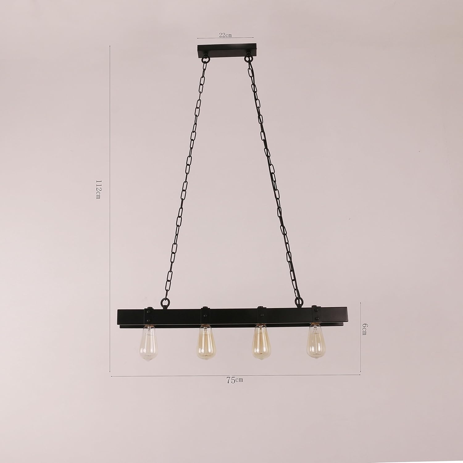 🔥 Unitary Brand Rustic Black Metal Linear Pendant Light with 4 E26 Bulb Sockets 160W Painted Finish