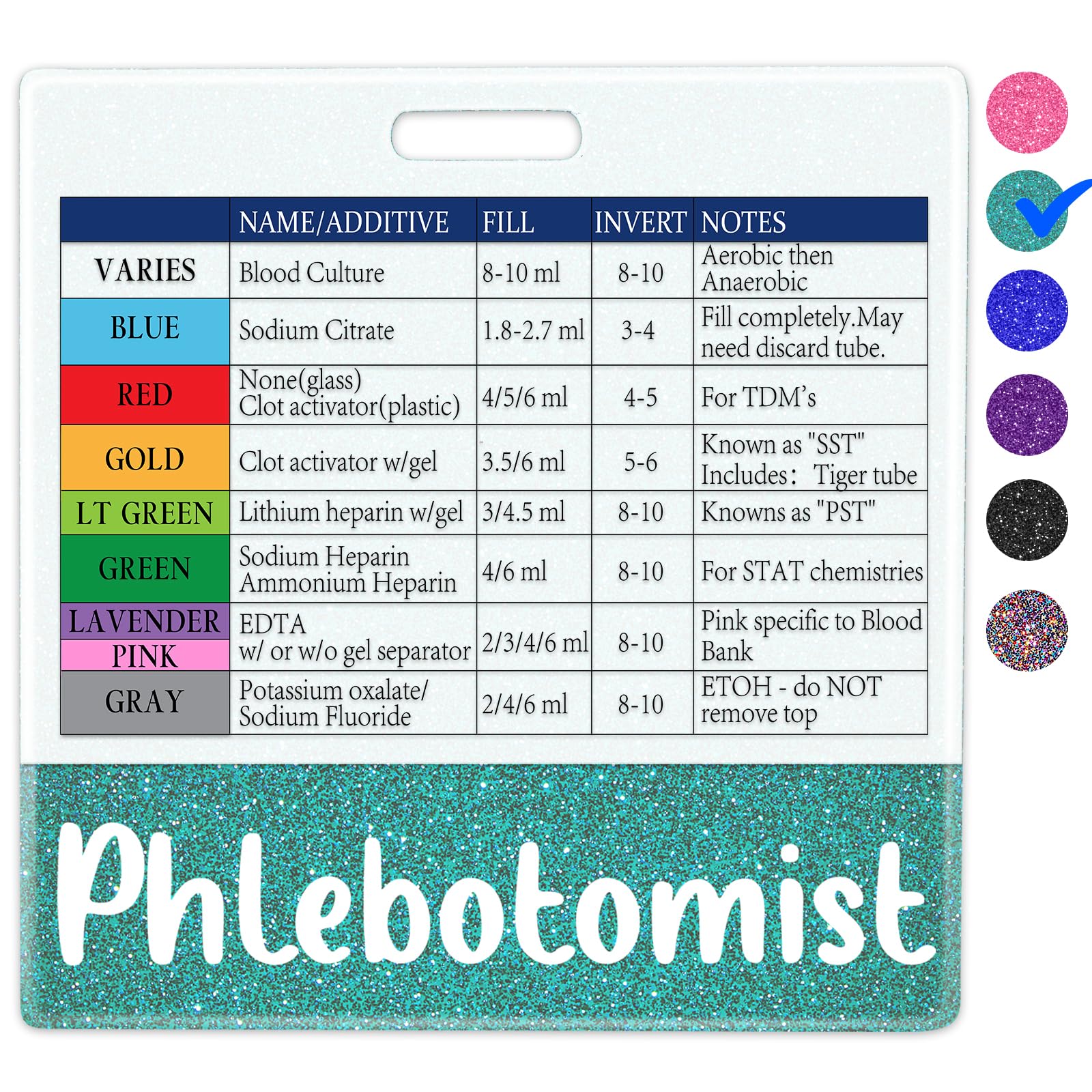Amazon.com : Plifal Phlebotomist Badge Buddy with Order of Blood Draw ...