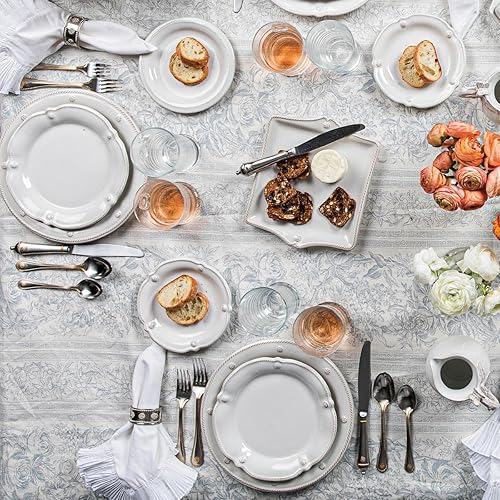 Miniatura 3 de Juliska - Berry  Thread - Juego de 16 piezas de lavado blanco acampanado - Cerámica blanca vajilla - Platos de cena platos de ensalada cuencos y