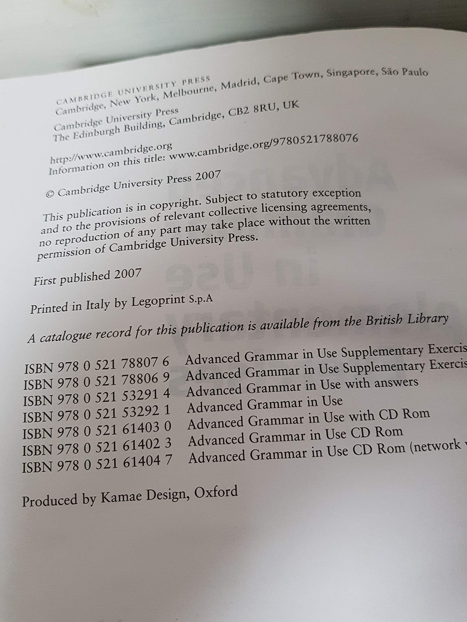 Advanced Grammar in Use Supplementary Exercises with Answers