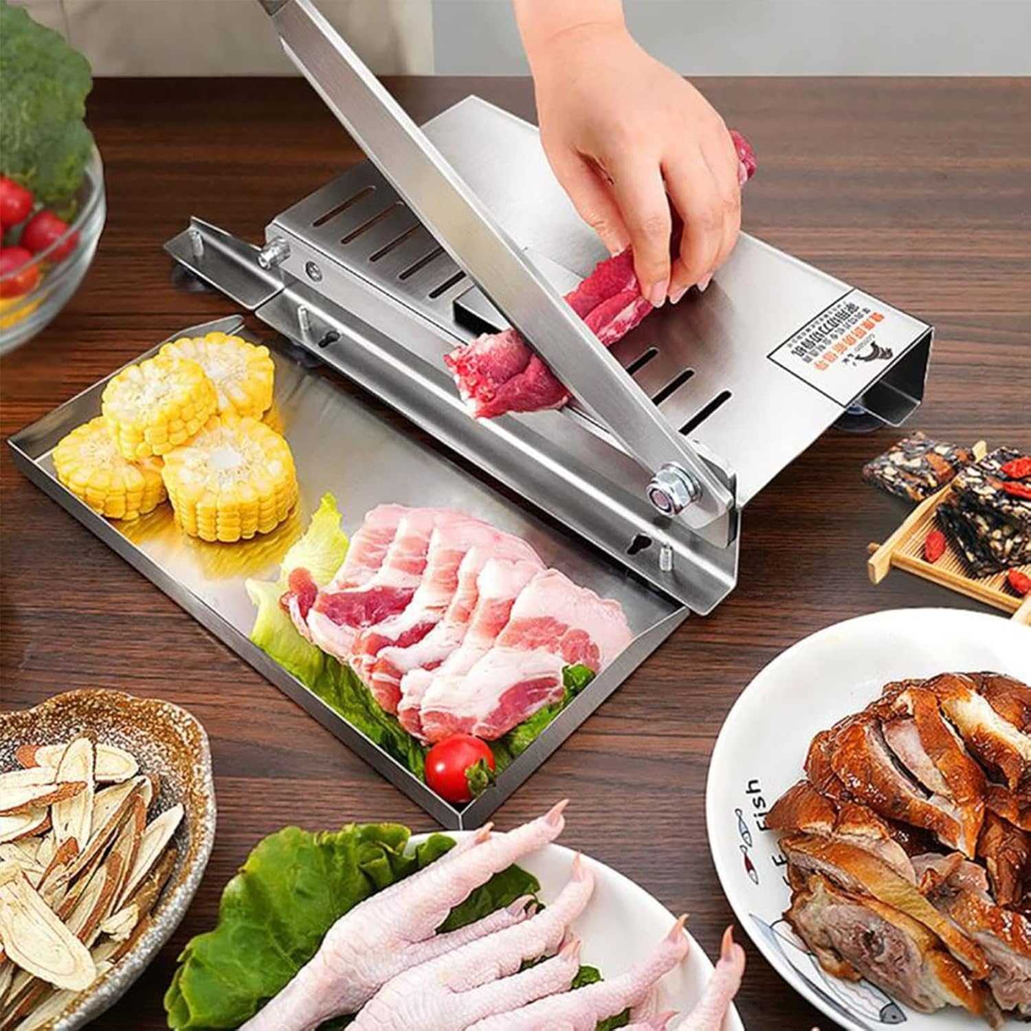 Manual Meat Bone Cutter Rib Slicer, Manual Bone Meat Cutter, Heavy Duty Chicken Cutting Machine