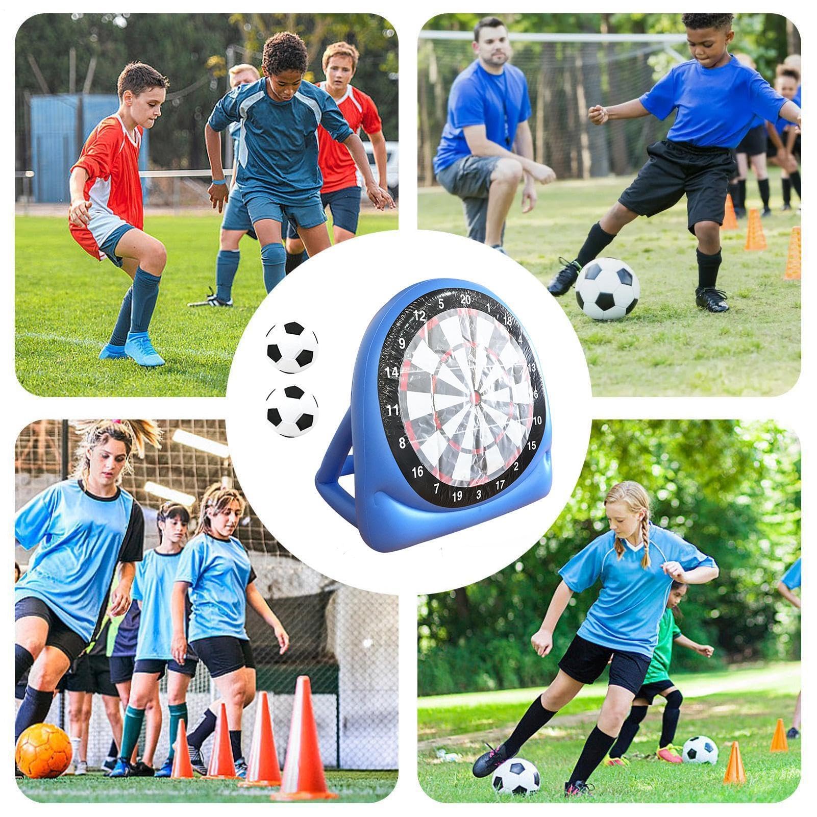 Aufblasbares Fußballziel | Outdoor-Dart-Wurfspiel mit 2 Fußbällen | 150 cm Fußball-Ziel-Dartscheibe für Outdoor-Kinder, Mädchen, Teenager, Rasen, Hinterhof