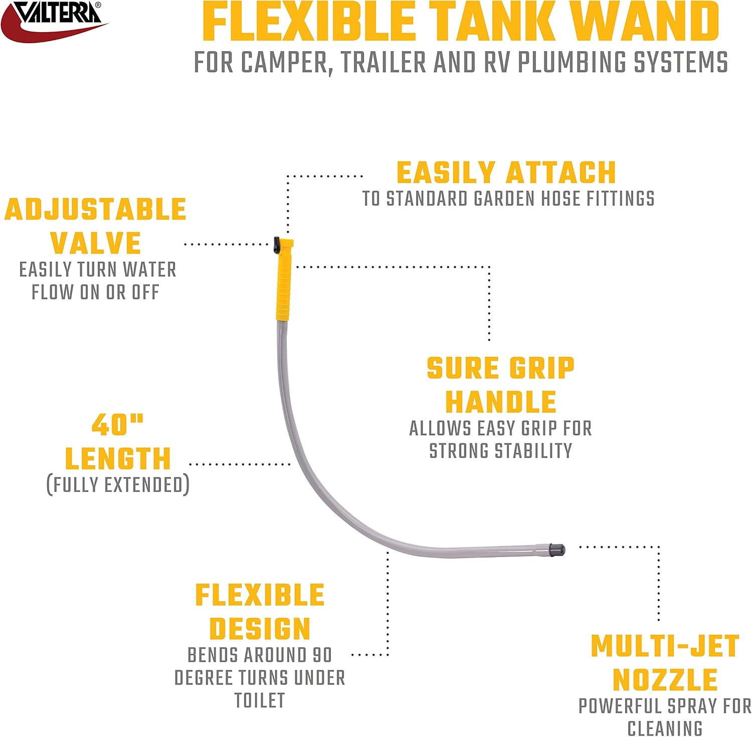 Valterra A01-0187VP Flexible Tank Wand, Gray