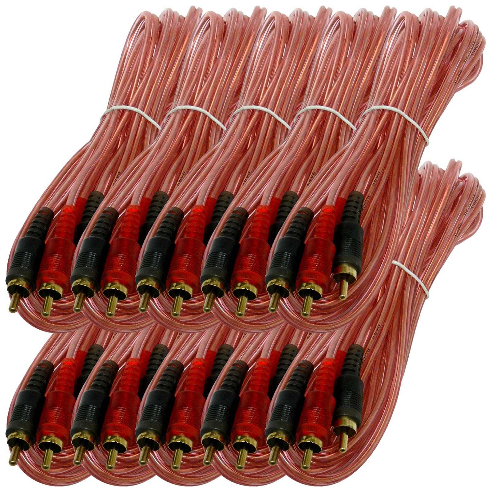 Bass Rockers 12ft Interconnect RCA Audio Cables (Bulk 10 Pack) - BRC12 (12 Ft)