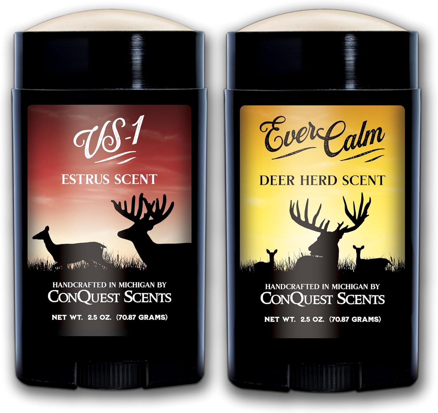ConQuest Scents Hunter’s Package – Vs-1 & EverCalm Deer Herd Scent Stick, Deer Attractant & Calming Scent, All-Season Hunting Wax Sticks, 2.5 oz
