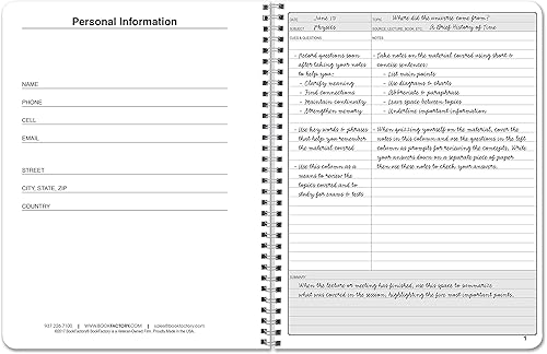 Miniatura 31 de BookFactory Sistema universal de toma de notas (notas Cornell) / hojas para carpetas de 3 anillos – 100 hojas, 8 1/2 x 11 pulgadas – Formato