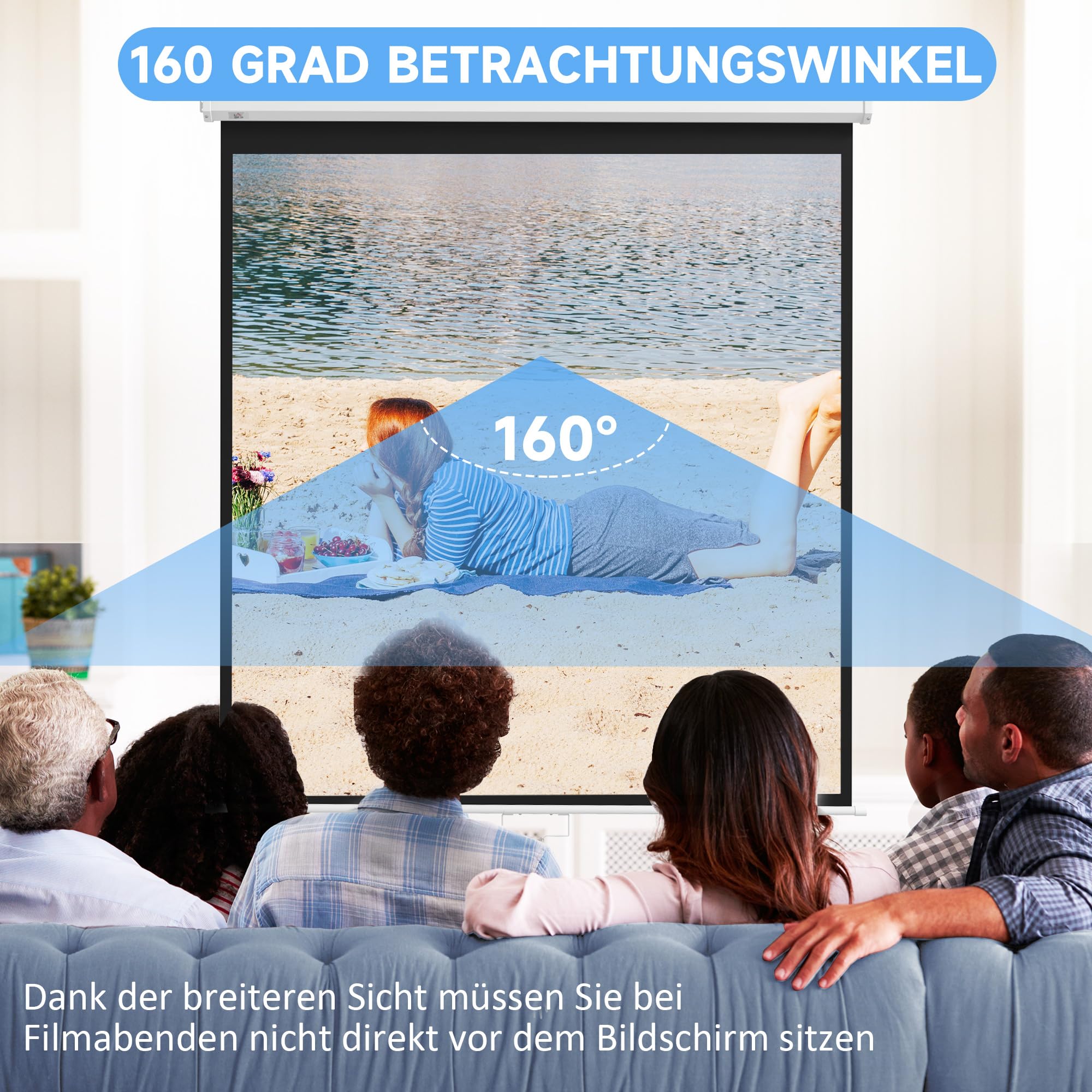 HOMCOM Ekran Projekcyjny 186 x 105 cm 84 Cale 16:9 HD 4K Elektryczny z Pilotem do Domowego Kina lub Prezentacji Biurowych | Elektryczny ekran projekcyjny, z pilotem zdalnego sterowania, do kina domowego lub prezentacji biurowych