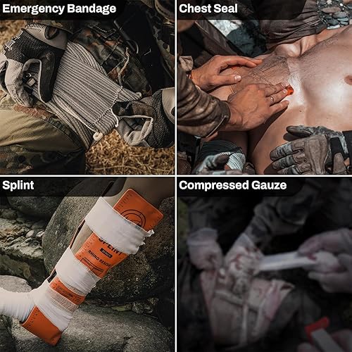 Miniatura 3 de RHINO RESCUE IFAK Kit de trauma con torniquete C-A-T, kit táctico de primeros auxilios Molle bolsa para militares, combate, automóvil, campamento,