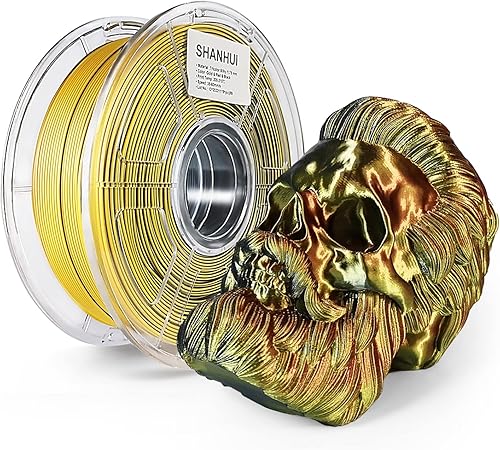 Filamento para impresora 3D, filamento PLA de seda de triple color de 0.069 pulgadas, paquete de filamento de impresión 3D de color dorado,