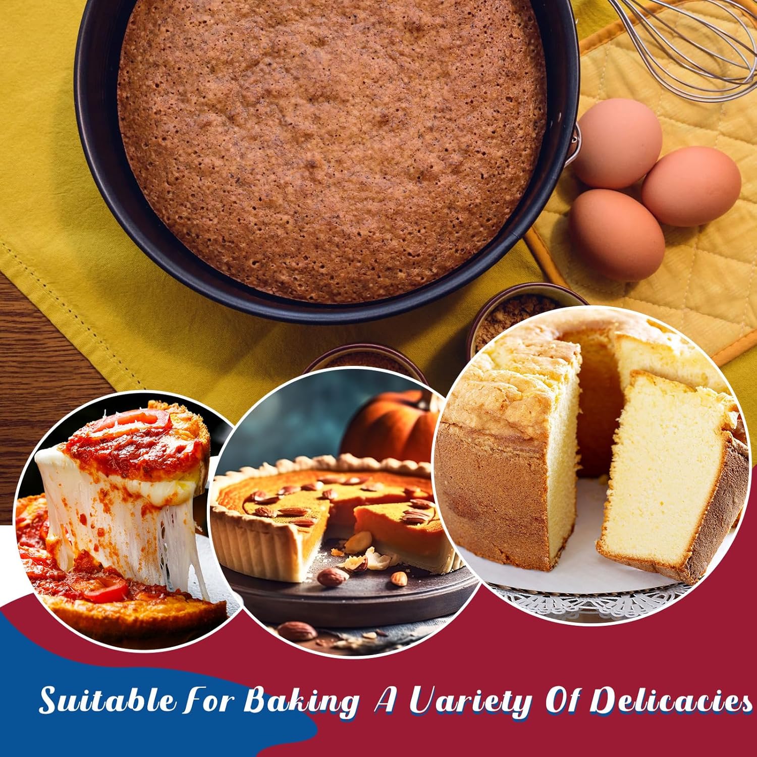 Pickmesh 3 Pcs 9inch Springform Pan with 150 Pcs Parchment Paper Nonstick Cheesecake Pan Mold with Removable Bottom for Cheesecake Cake, Black