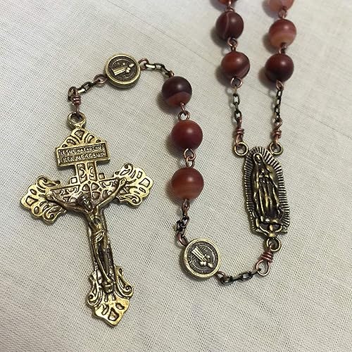 Miniatura 6 de elegantmedical Hecho a mano con cuentas de cornalina antiguas católicas de San Benito Rosario Collar Cruz Perdón Regalo, elegantmedical