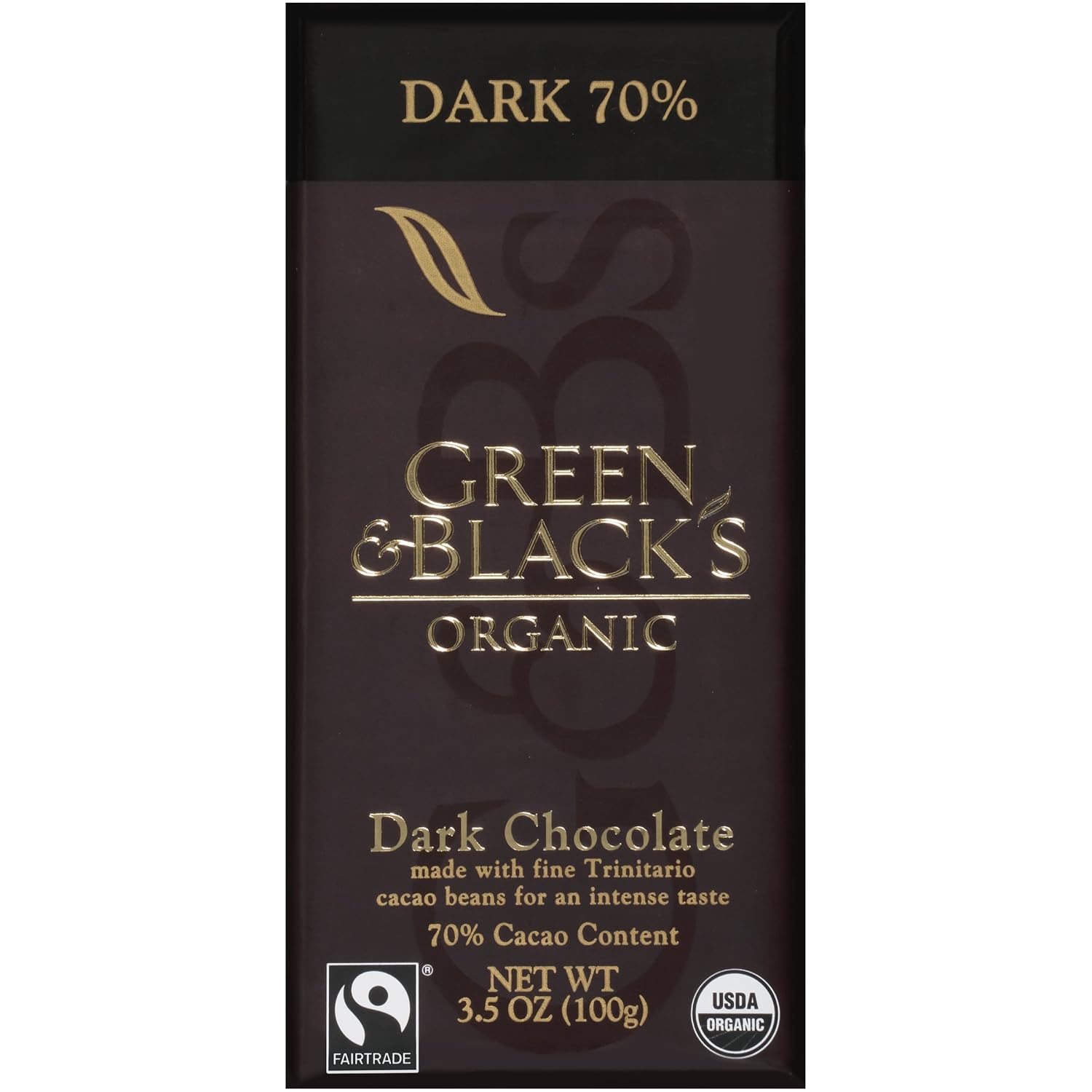 Green & Black's Organic Dark Chocolate 70% Cacao, OLD 10 Count