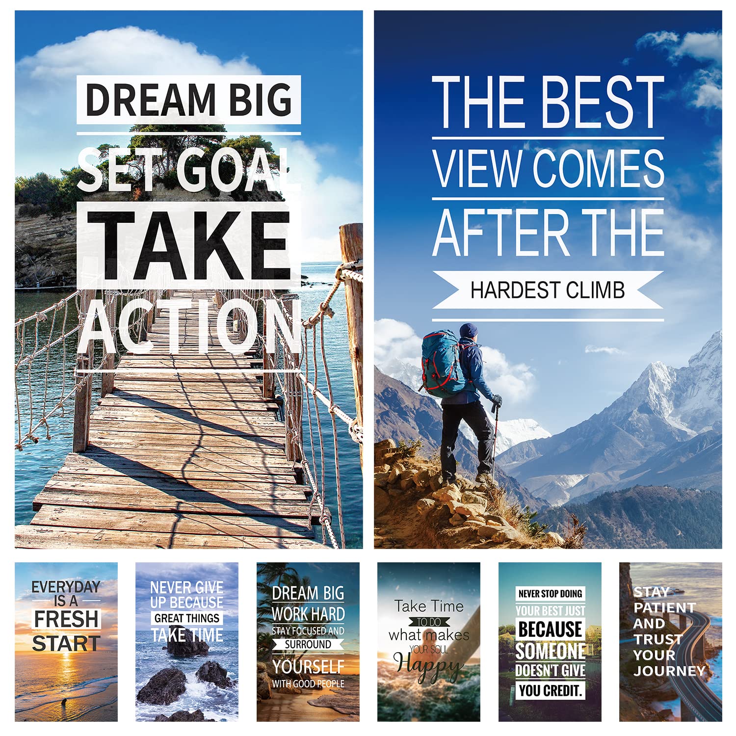 Buy Inspirational Posters, Motivational Wall Art 8 Sets, Positive