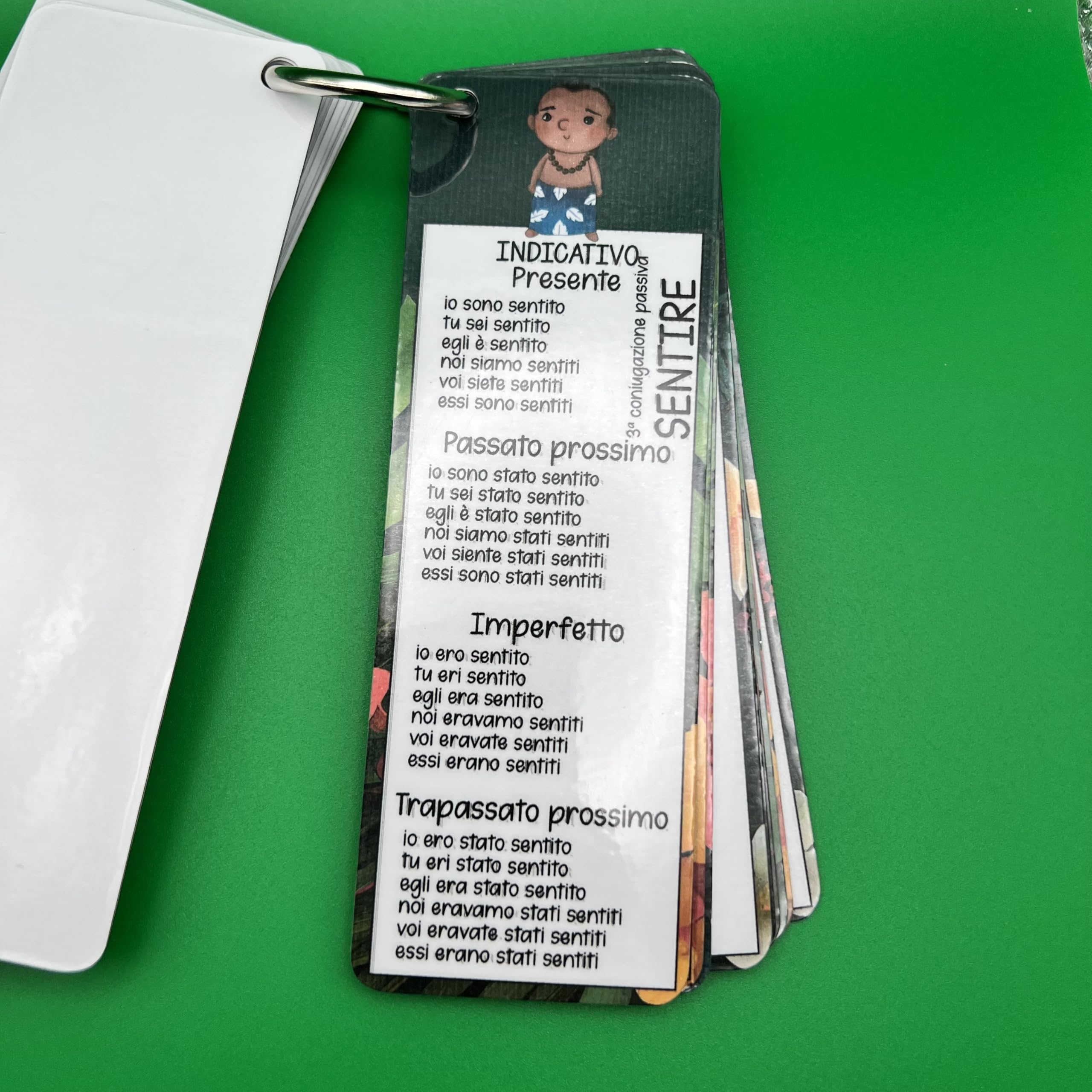 Schedine Verbi Regolari Personalizzate con Nome – Schede Didattiche Plastificate con Anello per Bambini – Personaggi Principesse, Maghi, Dinosauri, Fumetti – Scuola Primaria