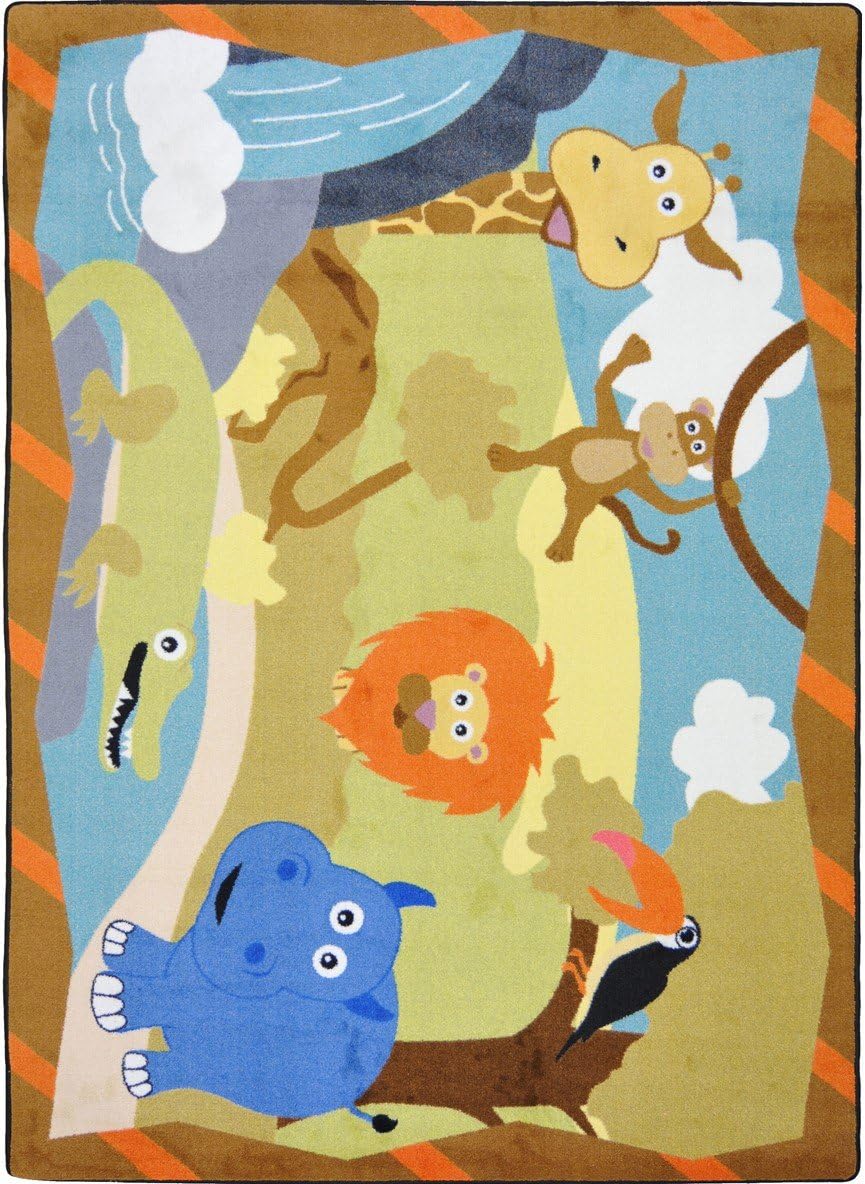 Joy Carpets Jungle Babies Rug, Multicolored, 7'8" x 10'9