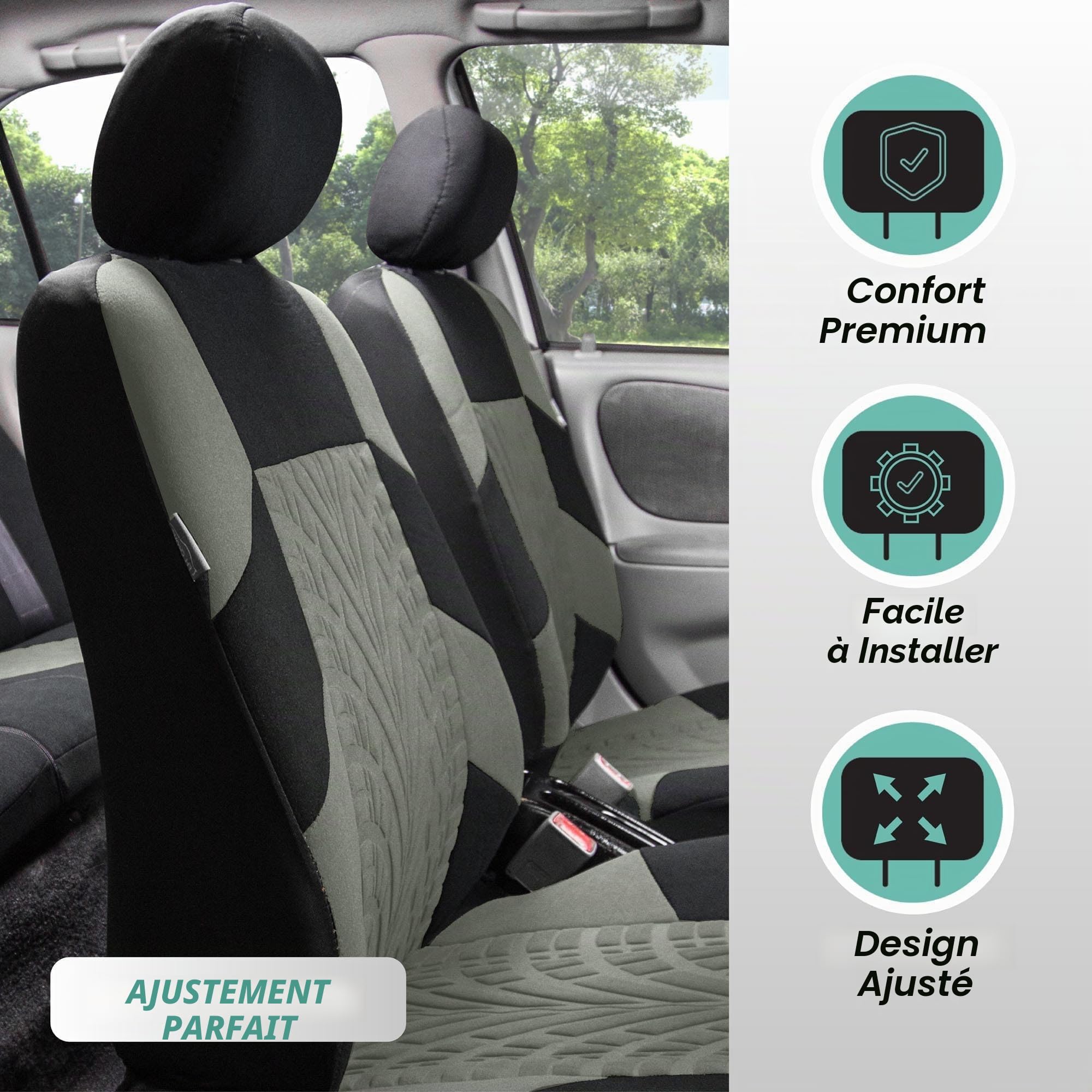 Housse de Siege Voiture pour Renault Megane E Tech 2022+, Housse de Siège Auto Avant et Arrière 4 Saisons, Couvre-Siège Voiture Respirant Imperméable, B-Grey