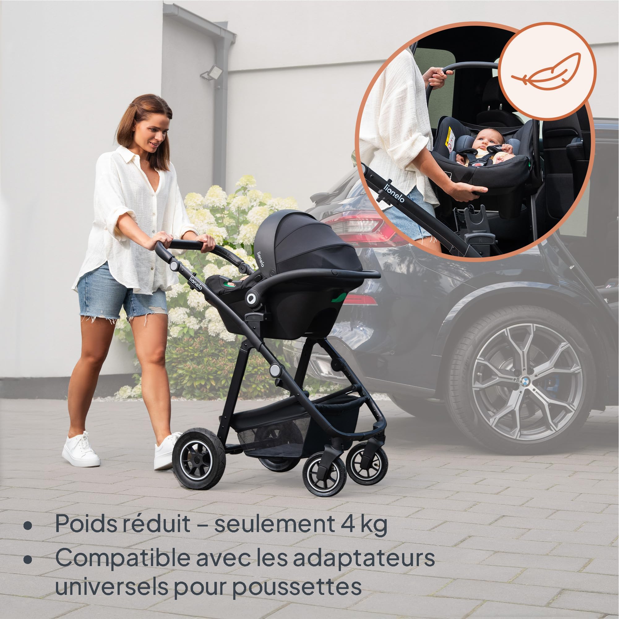 LIONELO ASTRID i-Size SET Siège auto Enfant avec Base 40-87 cm Cosy pour Bébé Montage ISOFIX, Ceinture de Sécurité à 3 points Protection Latérale, Insert Dri-Seat, i-Size R129 (BEIGE SABLE)
