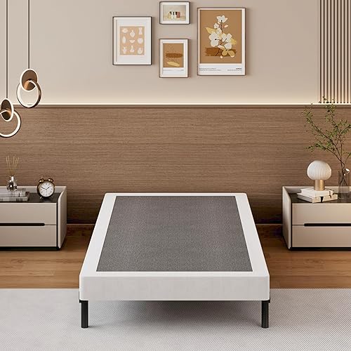Miniatura 5 de Base de colchón de metal de perfil bajo de 4 pulgadas, base de colchón con cubierta de tela, fácil montaje