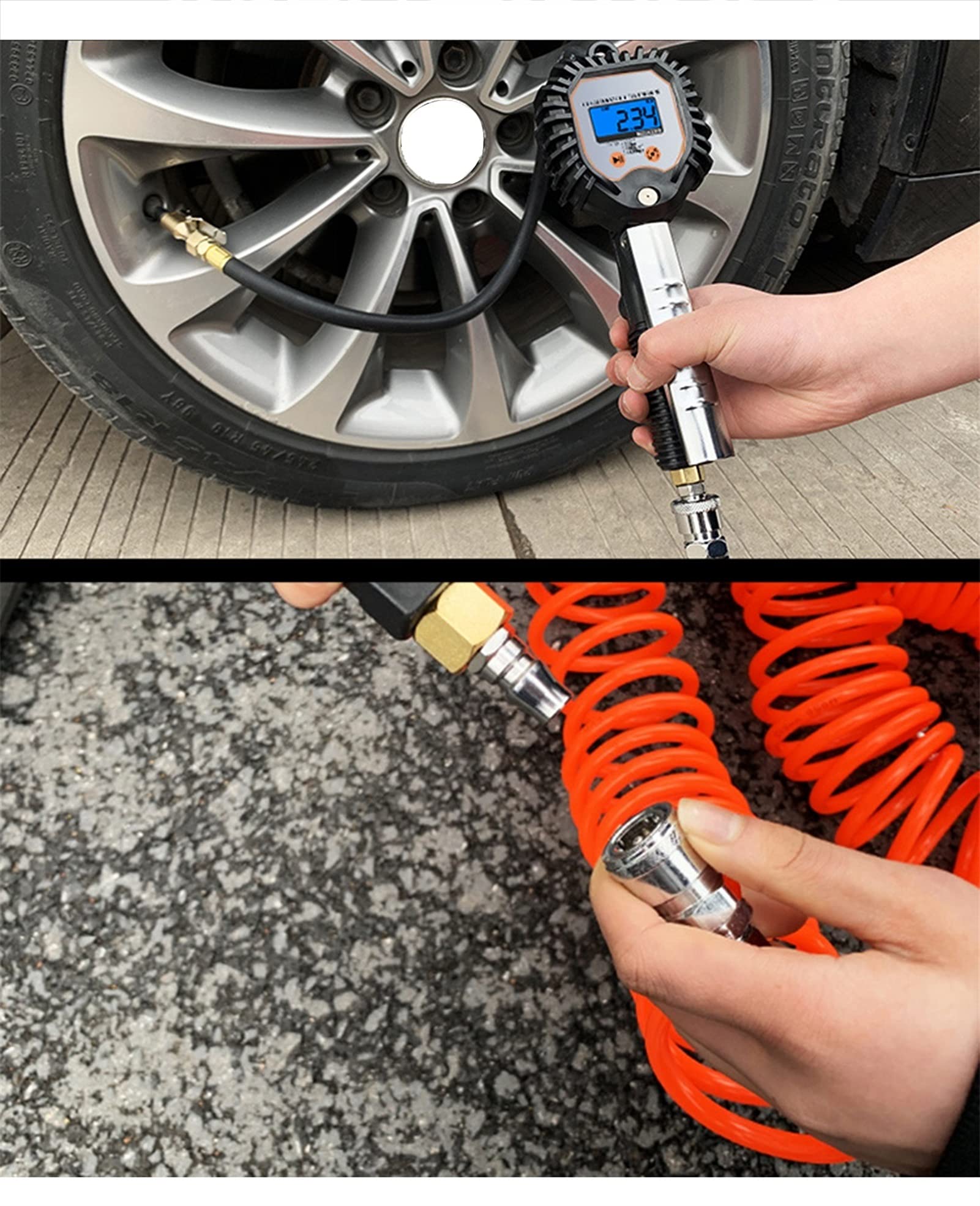 AGAATI Manómetro Digital de Alta precisión para neumáticos, inflador de neumáticos con manómetro, Pantalla LCD Digital, para Coche, Motocicleta, Bicicleta (tamaño: A) (A)