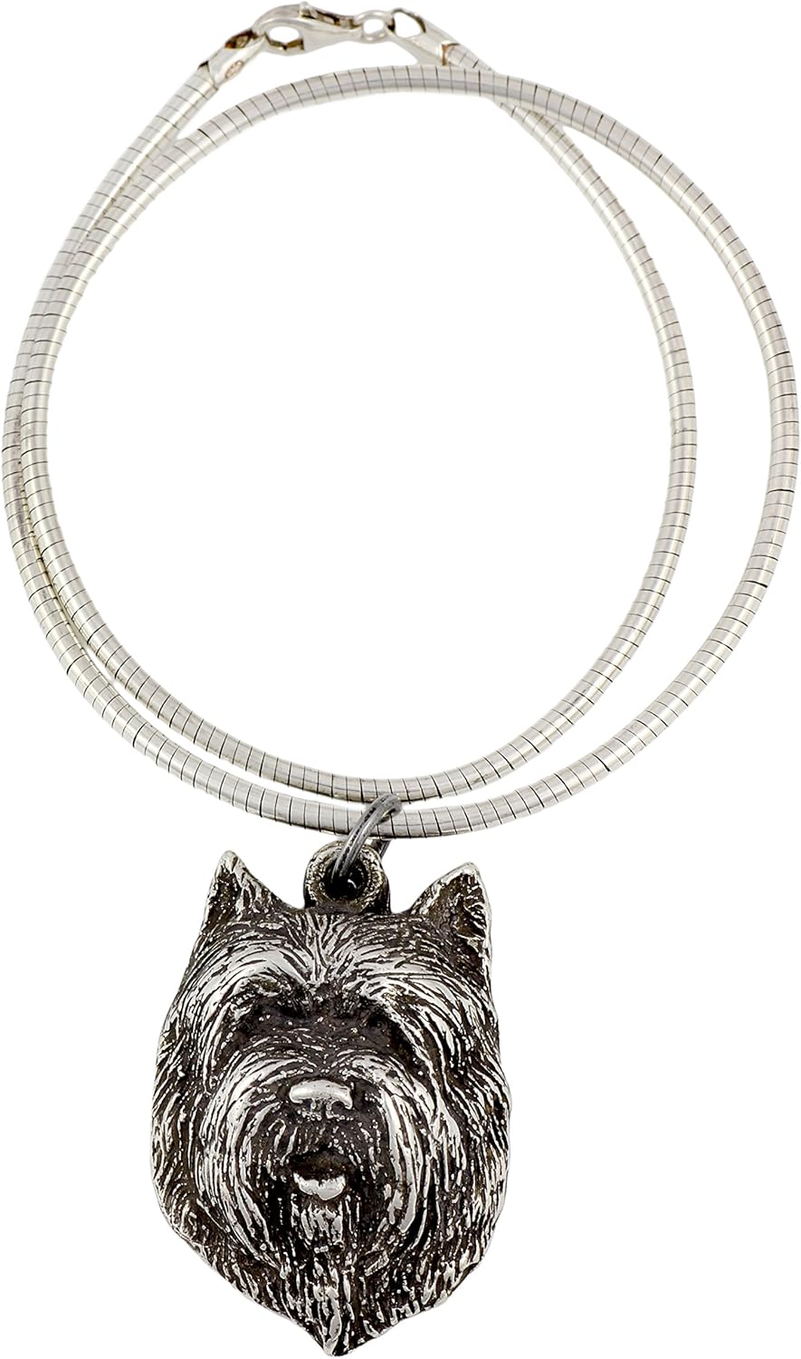 Art-Dog Collection Dog Pendant on Silver Thread - Handmade Dog Necklace with ZnAl Base and Silver Coating – Silver Dog Necklaces for Men and Women – Dog Breeds Jewelry – Cairn Terrier II