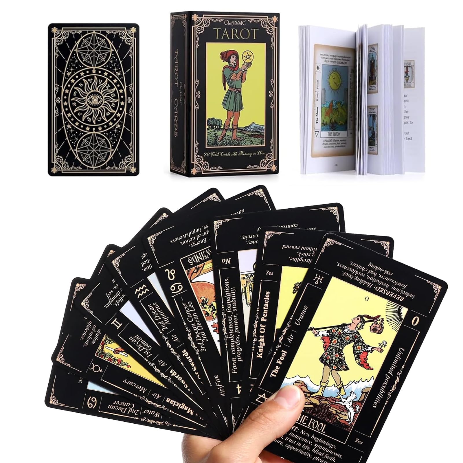 Preptep Tarot Cards with Guide Book for Beginners,78 Classic Original Tarot Cards Deck Fortune Telling Game with Meanings for Adult (B0D63SNFJS) Amazon Price History, Amazon Price Tracker
