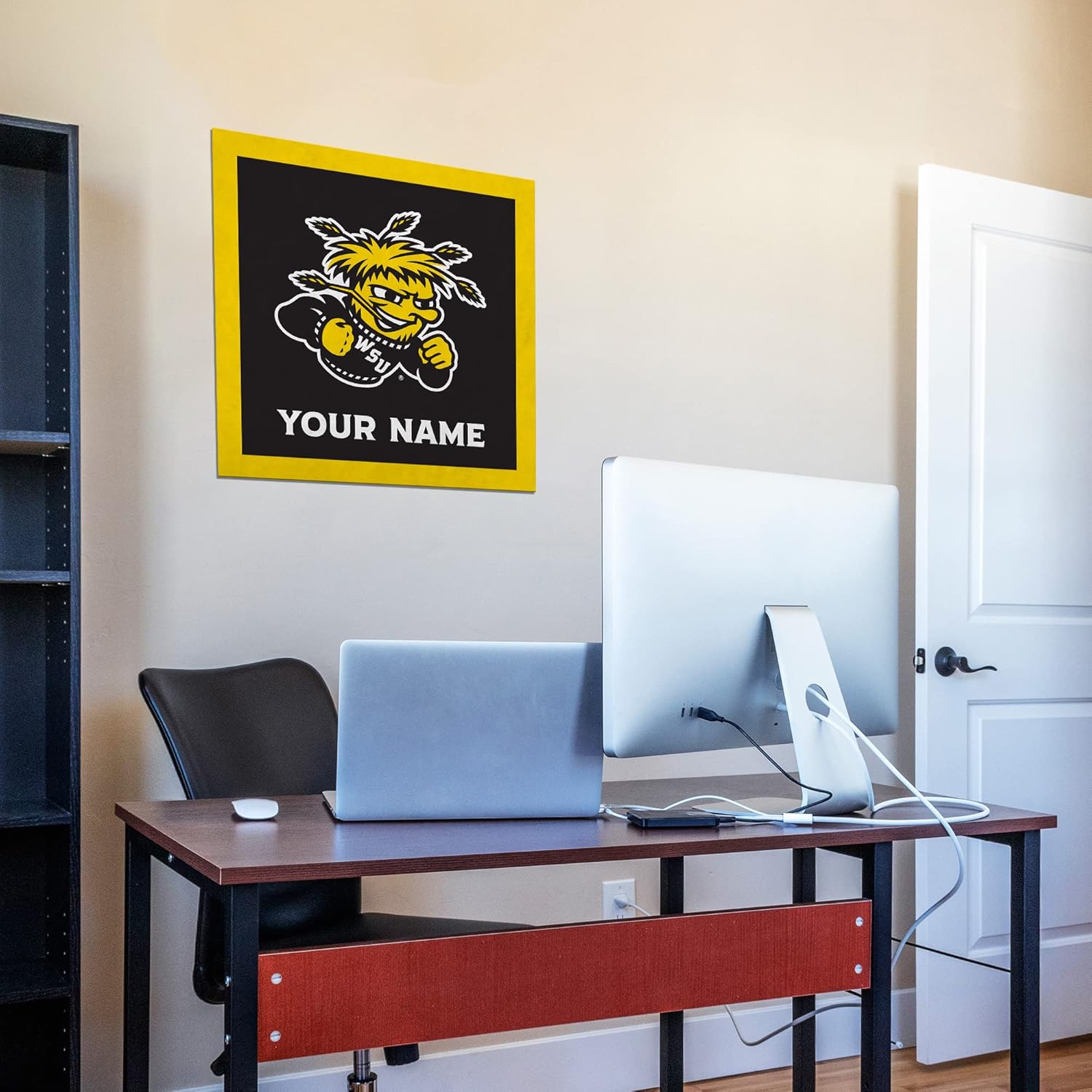 Rico Industries NCAA Wichita State Shockers Personalized 23" Felt Wall Banner - Sports Decor for Man Cave, Game Room, Office & Bedroom - Long-Lasting, Customizable Wall Decorations - Made in The USA