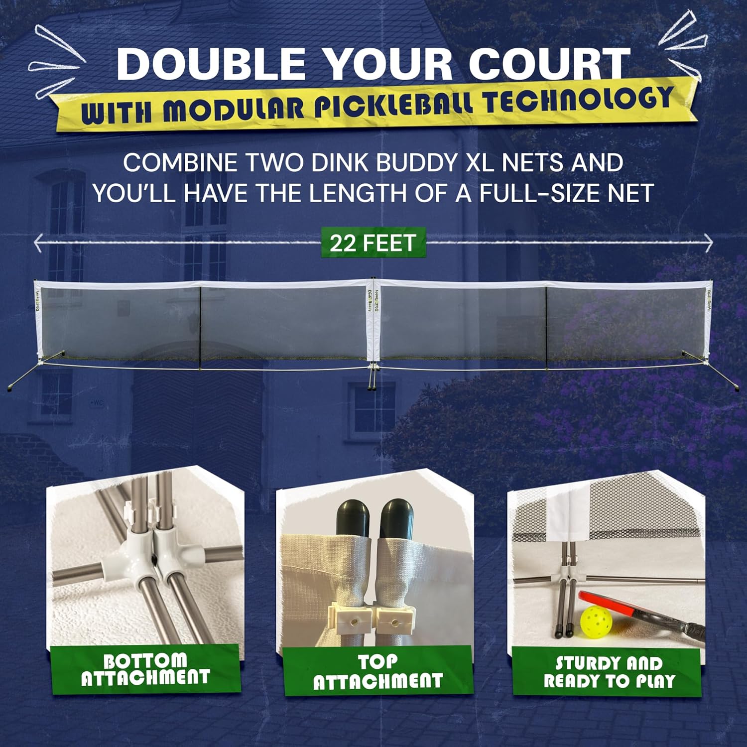 Mini Pickleball Net Set - Ultraportable, Fits in Backpack - 11-ft, 6-ft or 6-ft x 2-Pack Options, or 4-ft for Kids - Pickleball Net Portable Outdoor/Indoor Play - Sports Kit for Women, Men & Kids