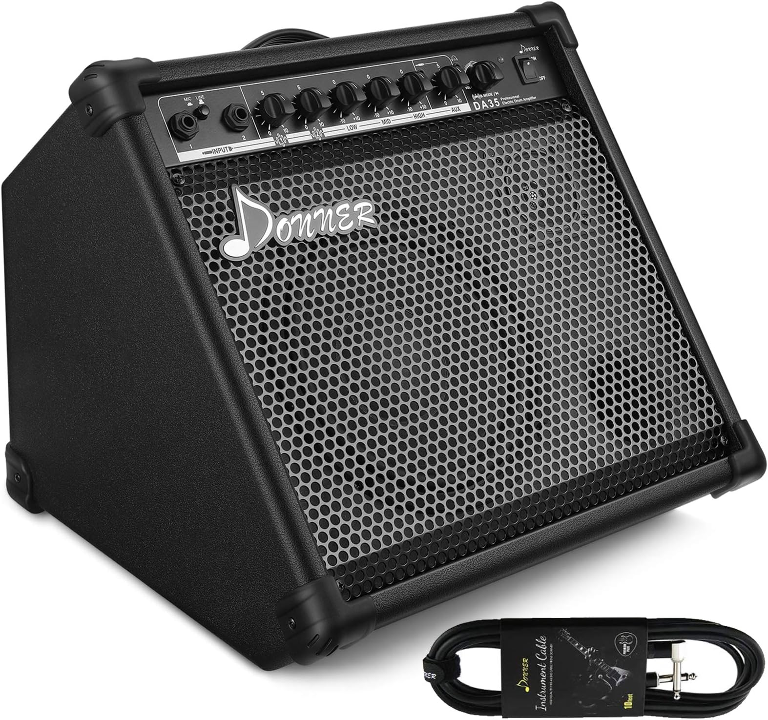Donner DDA-35 AMP 35-Watt Electronic Drum Amplifier Keyboard Amplifier with Aux in and Wireless audio connection, Drum/Keyboard/MIC 3 in 1 Amplifier with 3-Band EQ and DI OUT
