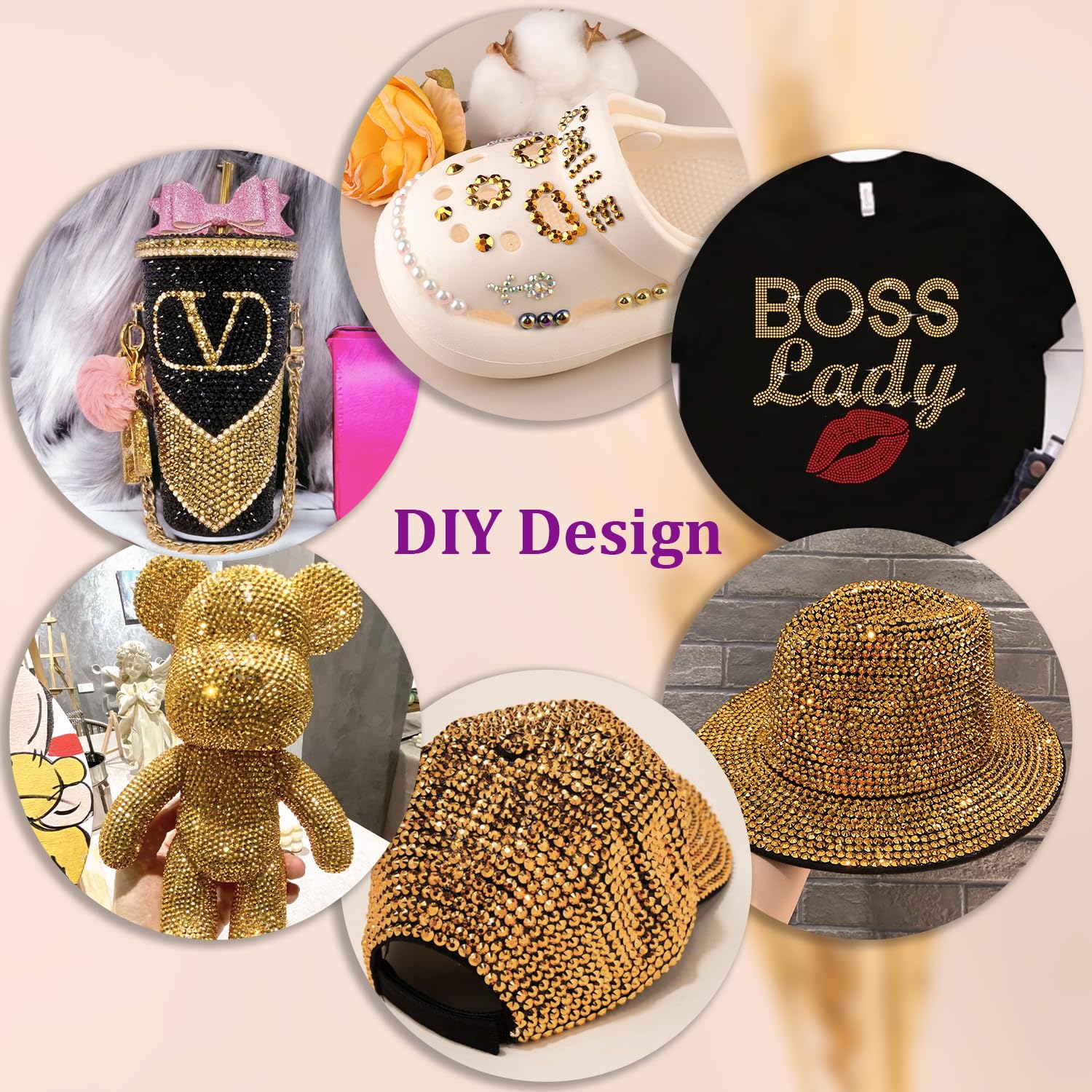 Resin Jelly Rhinestones for Crafting with B7000 Jewelry Glue, 1 Box Gold Flatback Crystal with 3Pcs 10ml Glue, Bedazzling Non Hotfix Gems for DIY Tumblers Clothing Shoes Manicure image 4