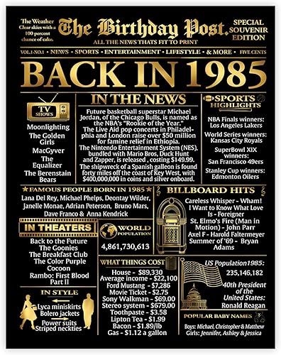 Miniatura 35 de Stuff4 Póster dorado de cumpleaños número 30 sin marco, periódico dorado nacido en 1995, feliz cumpleaños 30 para hombres y mujeres, regalos retro