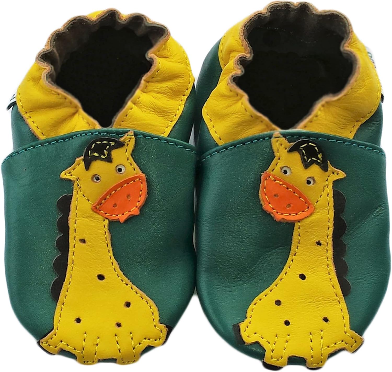 Leather Baby Soft Sole Shoes Boy Girl Infant Children Kid Toddler Crib First Walk Gift Giraffe Green