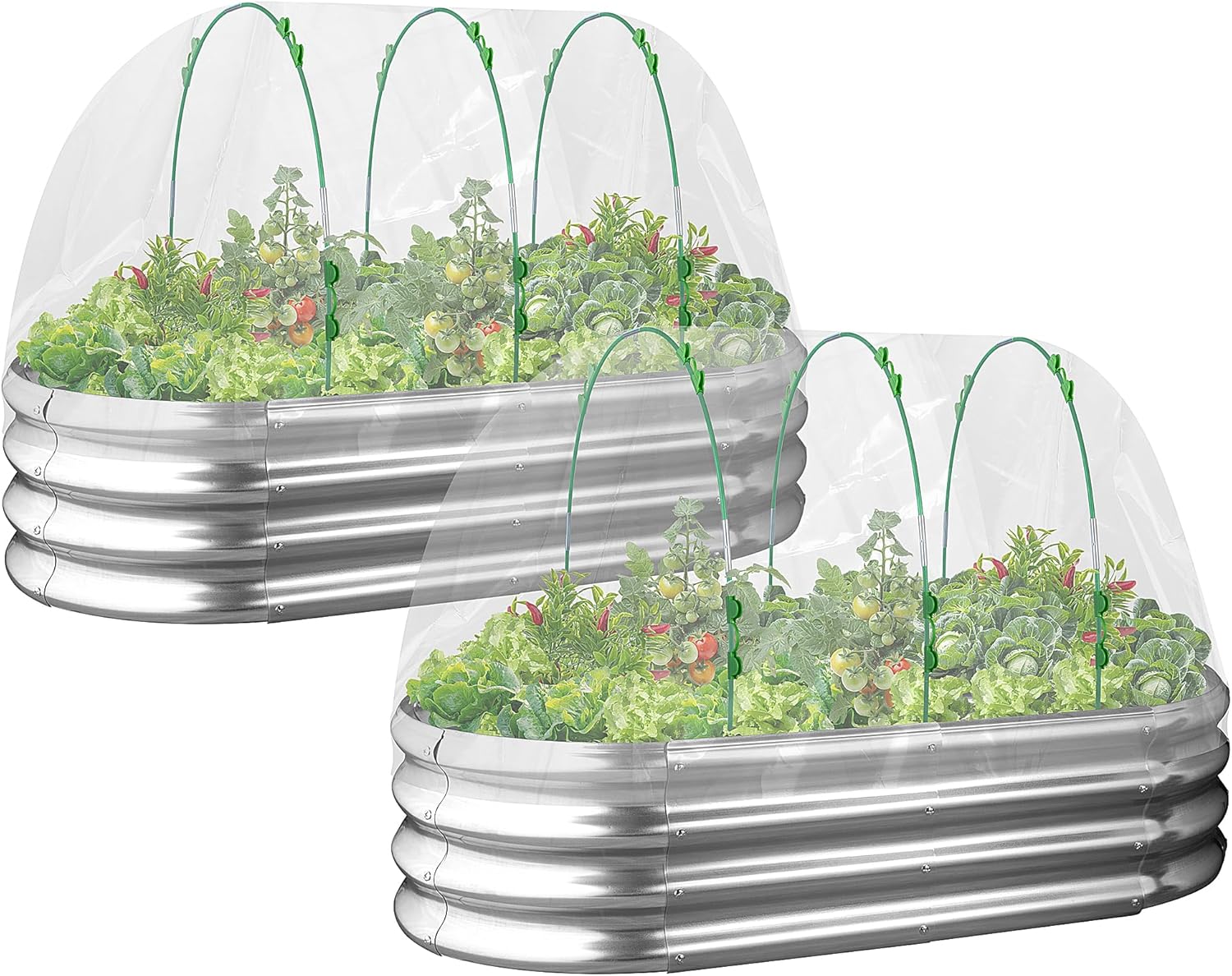 GarveeTech Galvanized Raised Garden Bed Kit 4×2×2 ft with Cover