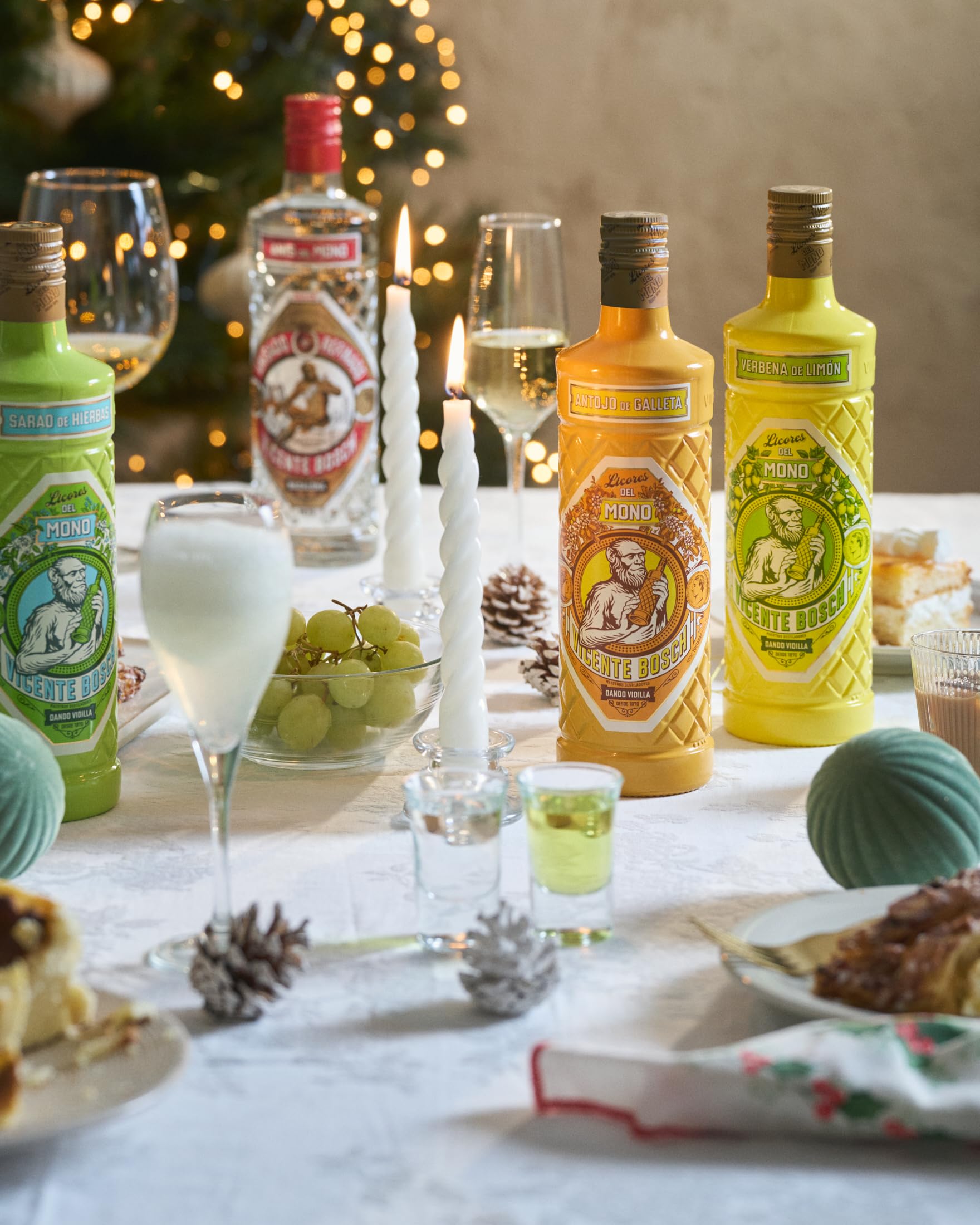 Licores del Mono Pack de 3 Sabores - Botellas de Galleta, Hierbas y Limón