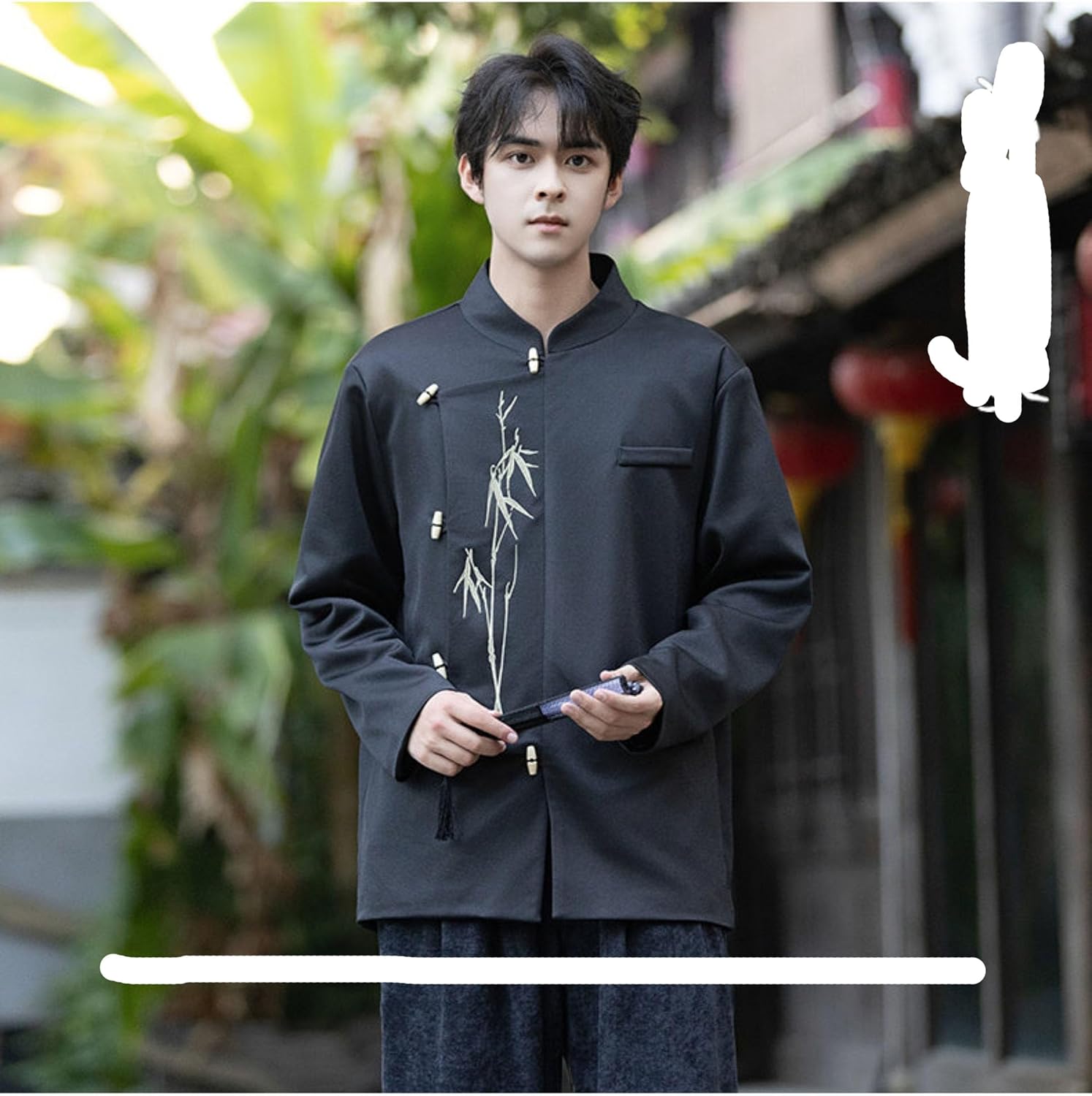 Men's Shirt Chinese Embroidered Zhongshan Suit Stand Collar Tang Suit