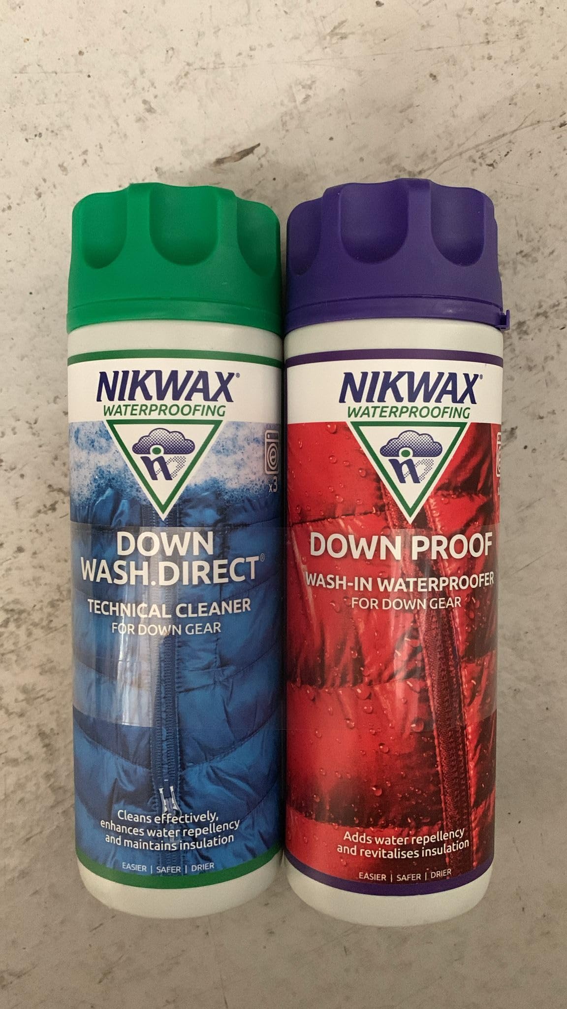 NikwaxDown Wash.Direct and Down Proof, for Cleaning and Waterproofing Down Clothing, Gear, Sleeping Bags, Twinpack, 2x 300ml
