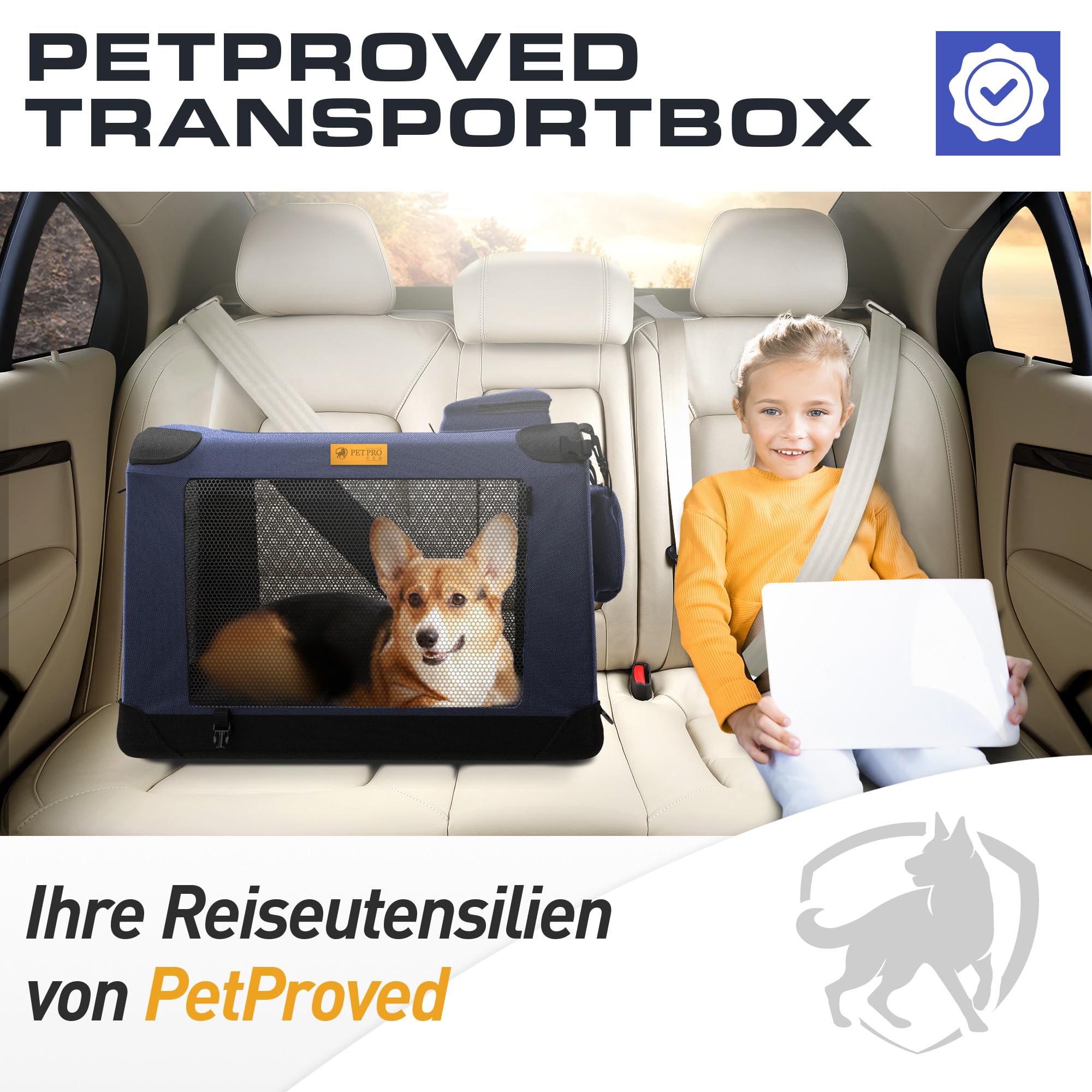 PetProved Dog Travel Crate Dog Carrier Pet Carriers for Dogs Large Dog Car Crate Carrier Collapsible Dog Crate Foldable Crates for Cars Travel Carriers