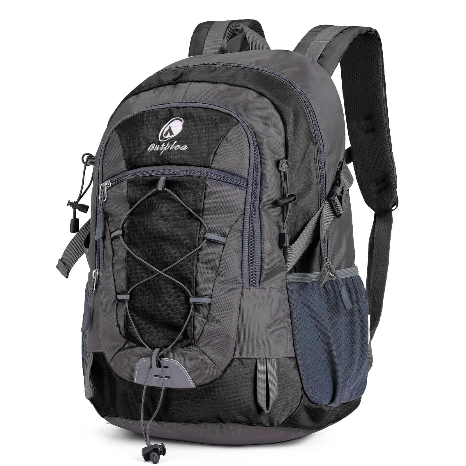 Outplea 25L Hiking Backpack for Men Women, Lightweight Outdoor Rucksack for Trekking Climbing Sports, Casual Daypack for Travel School Work, Black