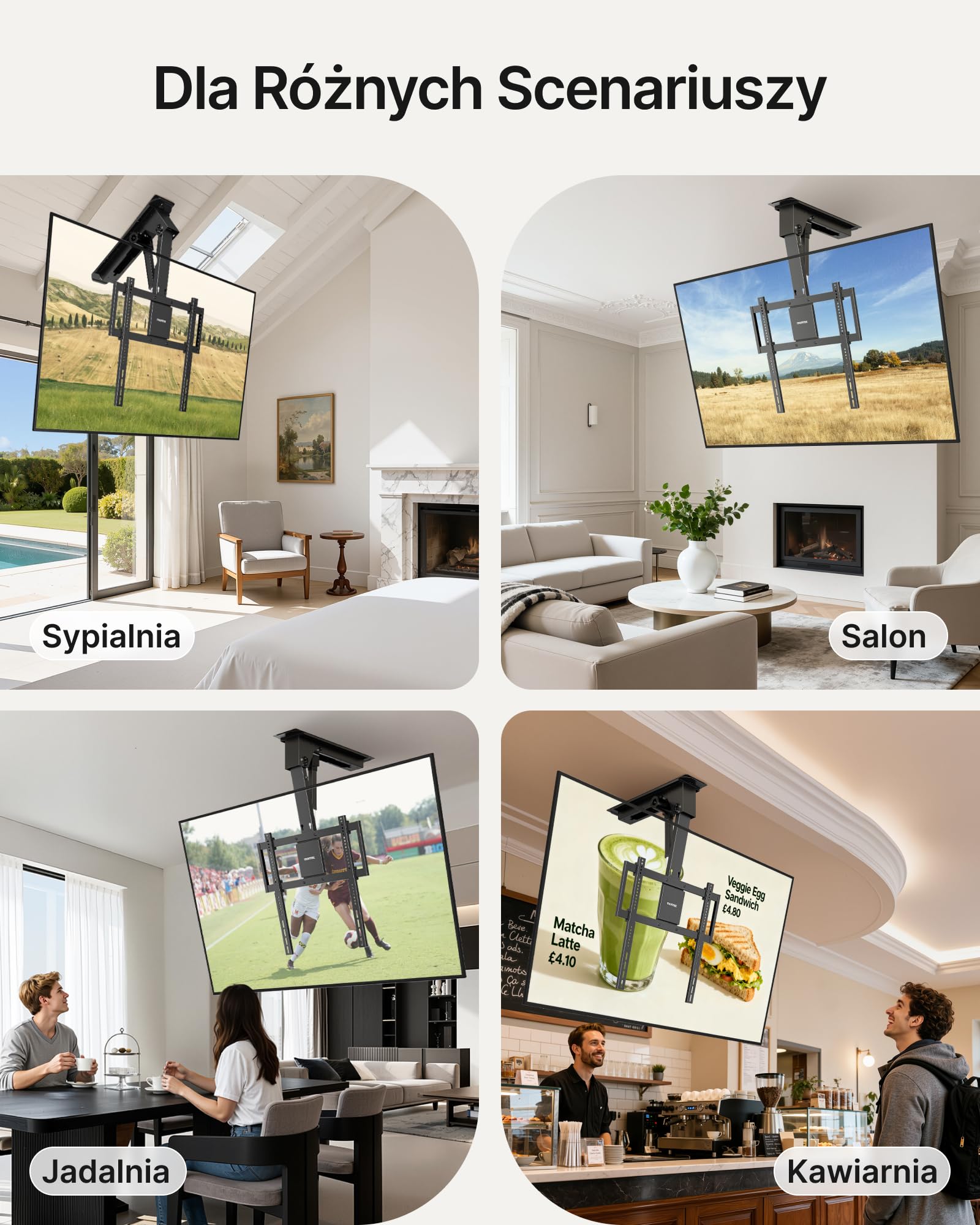 monTEK Uchwyt sufitowy do telewizora elektryczny do 32-75 cali