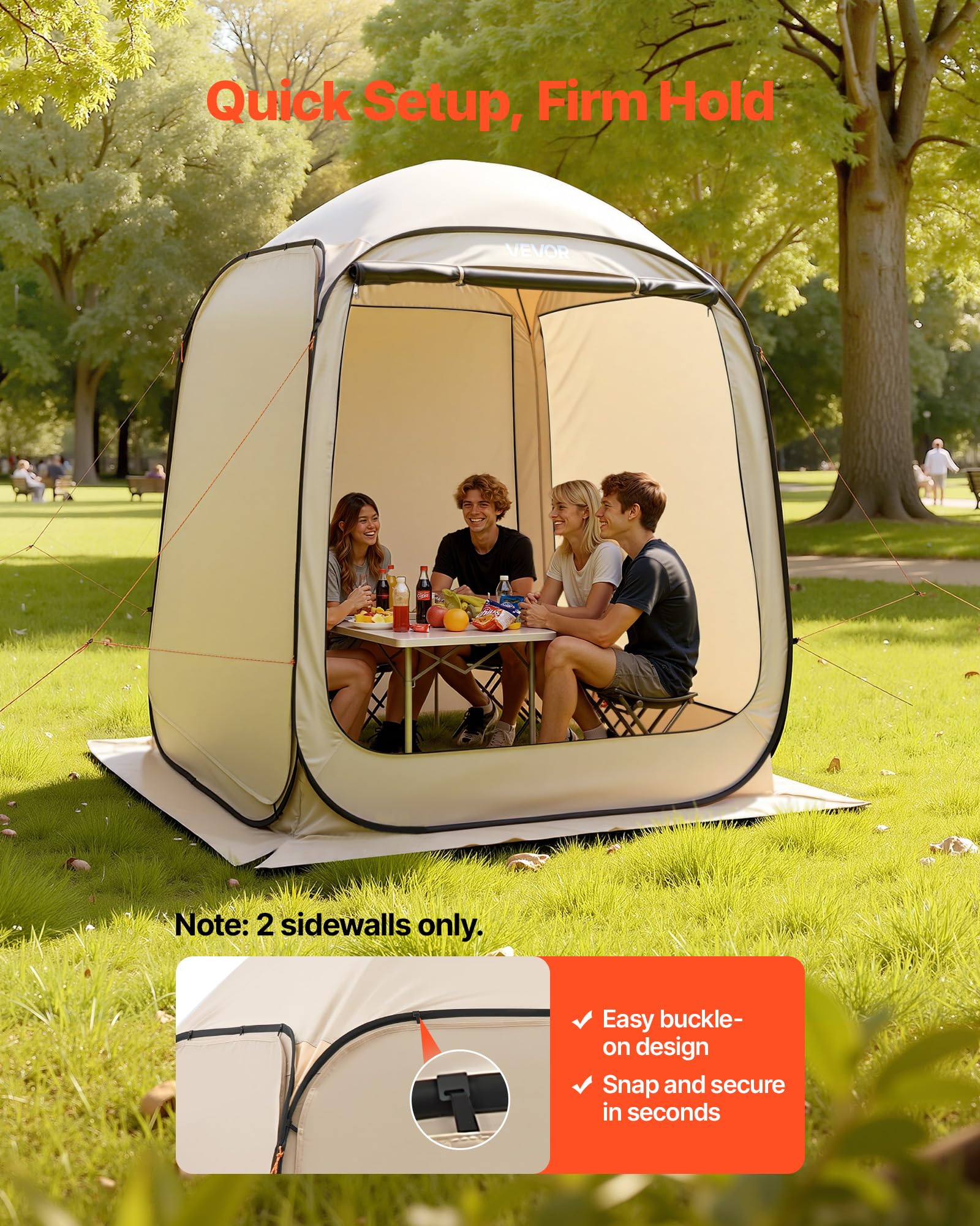 VEVOR Tente moustiquaire pliable de 3 x 2,8 m pour 4 à 8 personnes, auvent portable avec sac de transport, côtés en filet, piquets de sol, pour jardin, terrasse, arrière-cour, activités de plein air