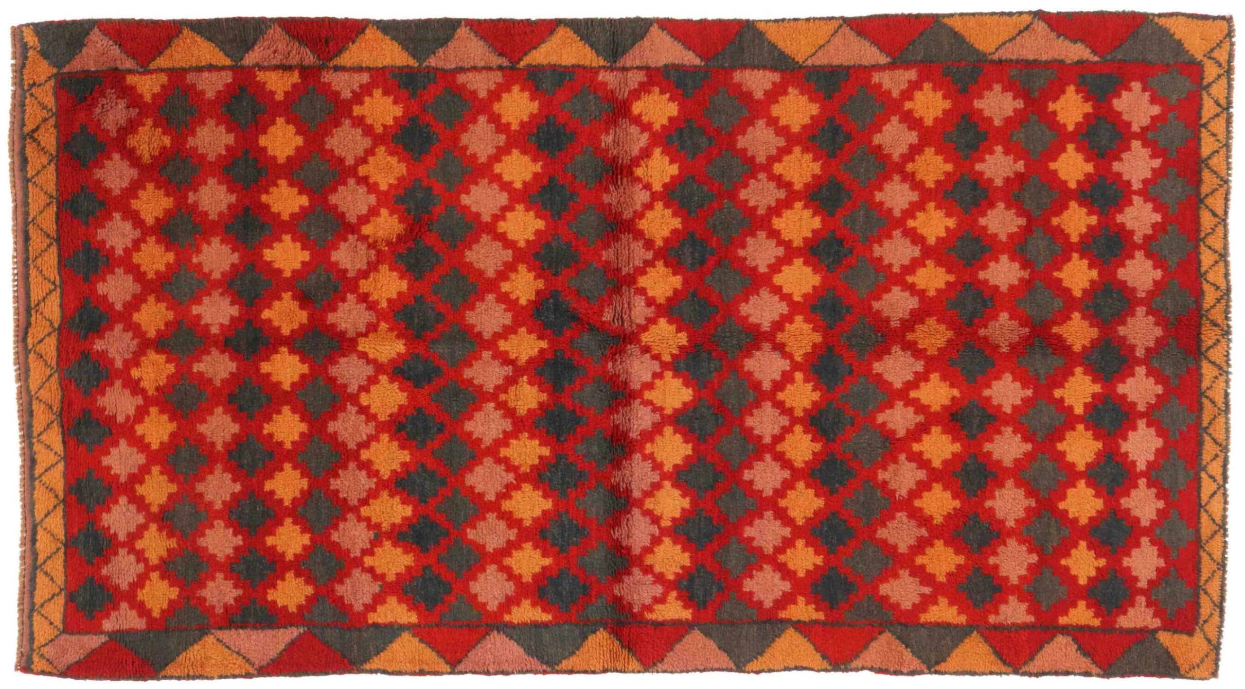 Tapis Gabbeh 110 x 200 cm oriental à rayures rouges pour salon