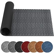 Door Mat, Non Slip Washable Indoor Outdoor Door Mats, Dirt Trapper Floor Mat with TPE Backing, Edge-Free Grey Doormat for Entrance, Front Door, Kitchen, 60 90cm