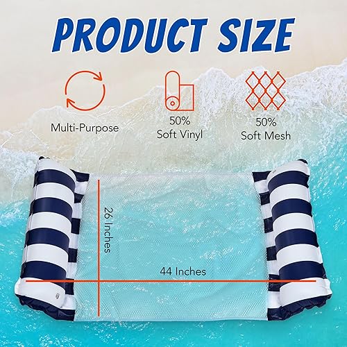 Miniatura 3 de Hammock Pool Float Blue Multi-Purpose Inflatable Water Pool Floats Fun Pool Float Lounger for Adults and Kids Variation
