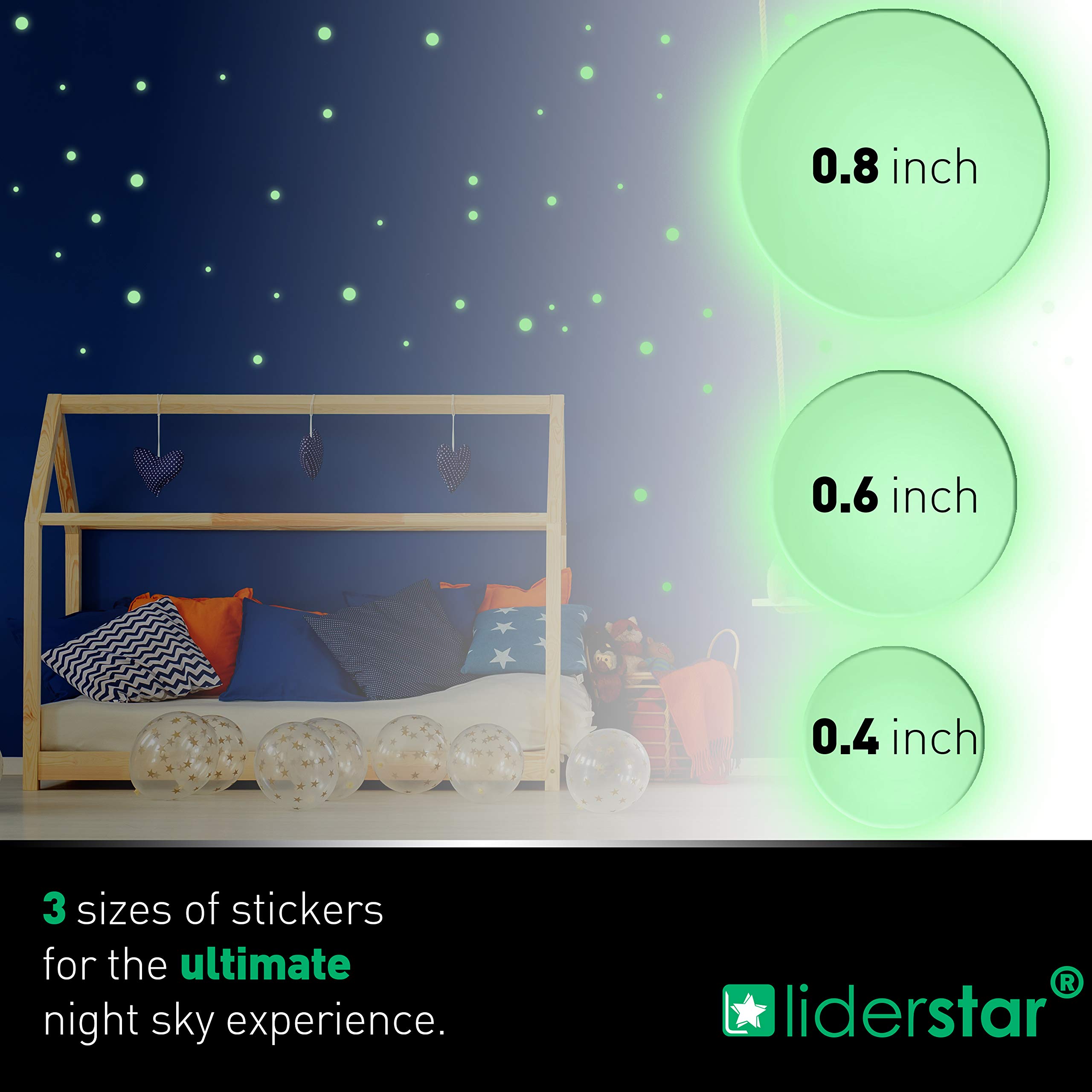 Glow in The Dark Stars Wall Stickers,252 Adhesive Dots and Moon for