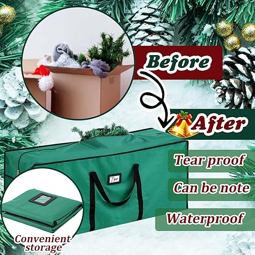 Miniatura 10 de Paterr Bolsa de almacenamiento para árbol de Navidad, 2 unidades, se adapta a árboles de hasta 7.5 pies, impermeable, resistente, 600d, material