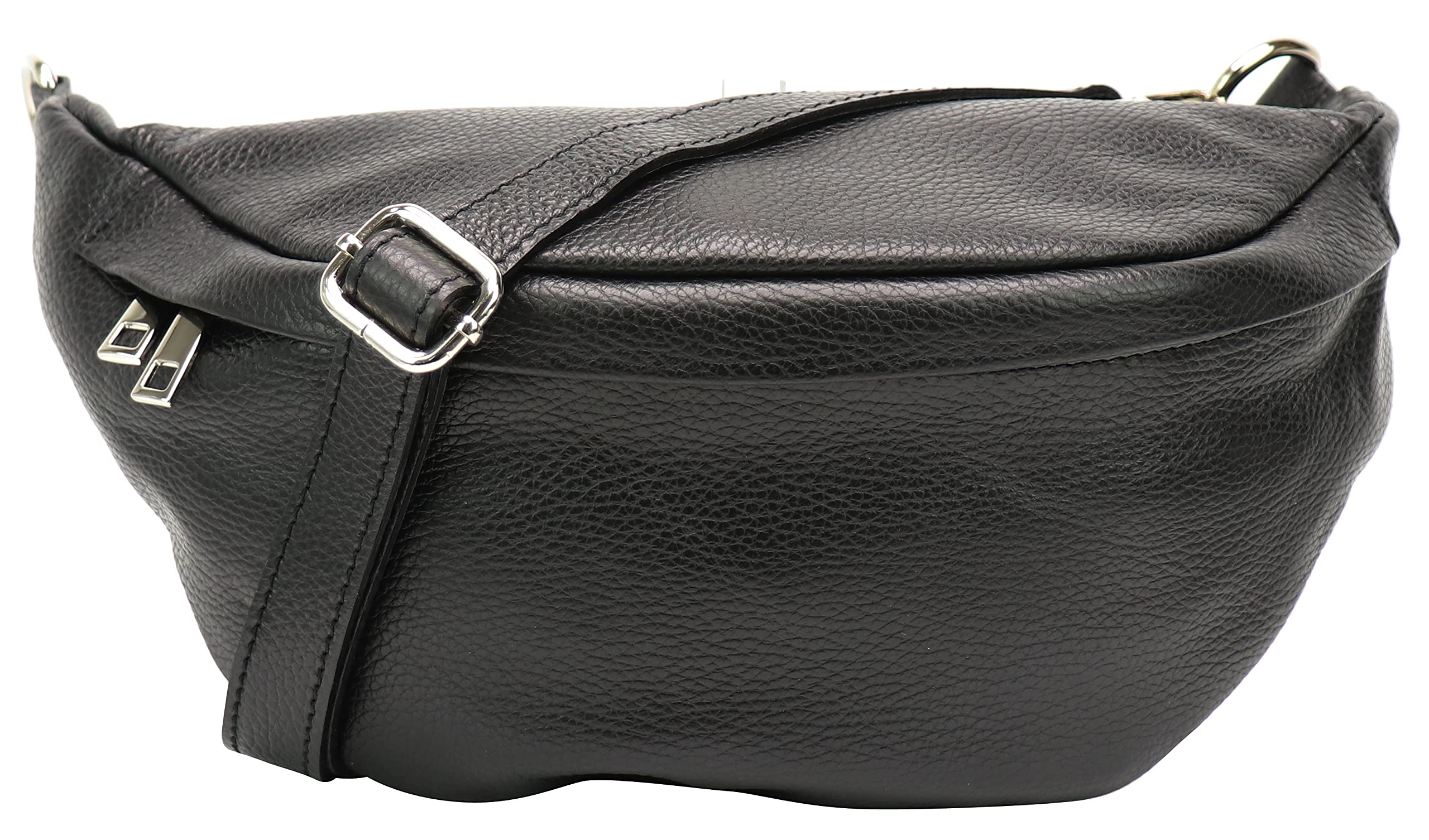 SH Leder ® Sac banane en cuir véritable pour femme, homme, unisexe - Petit sac de hanche pour festival, voyage - Sac à bandoulière moyen - 32 x 17 cm - Marie G528, Noir , 32 x 17 x 12 cm